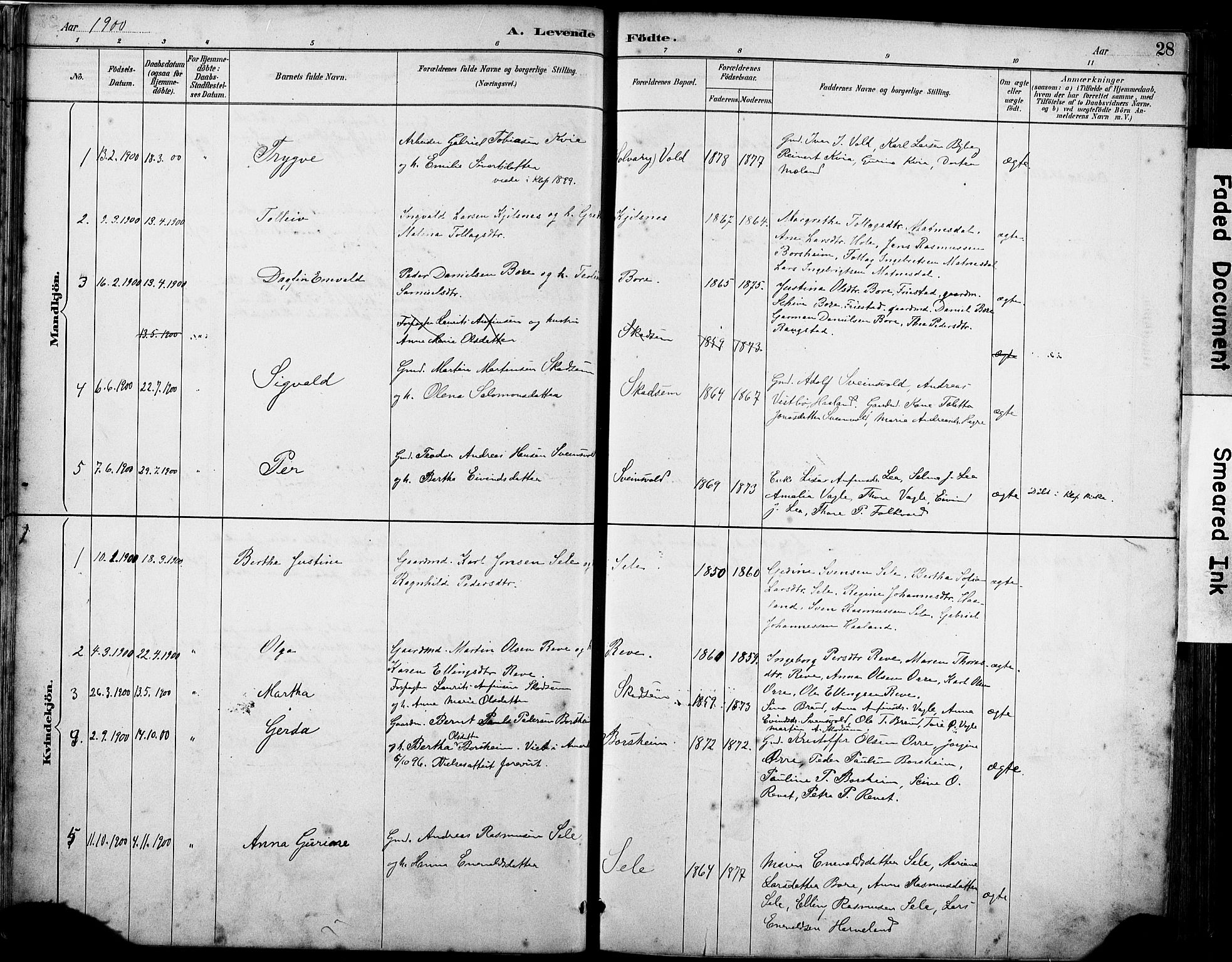 Klepp sokneprestkontor, SAST/A-101803/001/3/30BA/L0008: Parish register (official) no. A 9, 1886-1919, p. 28