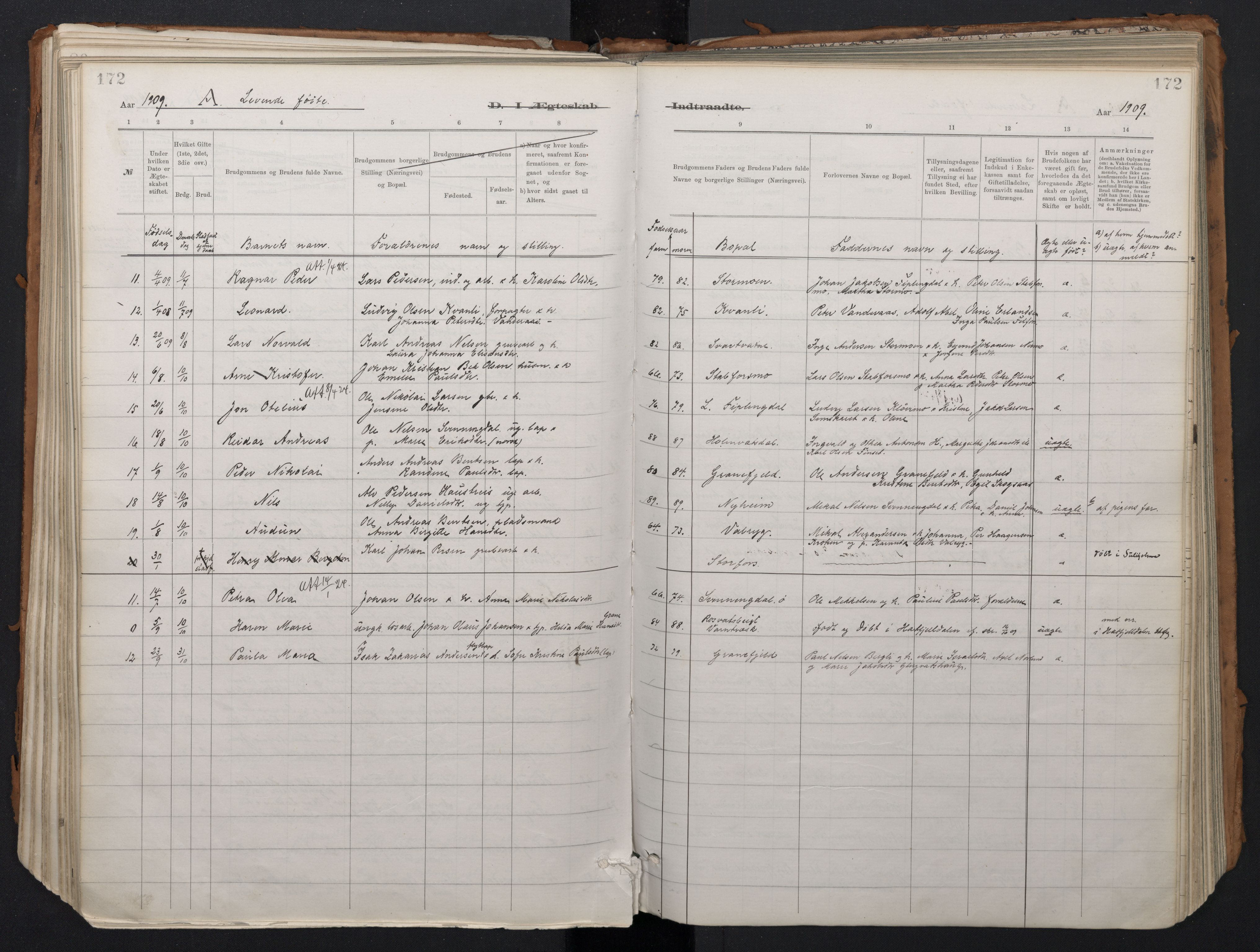 Ministerialprotokoller, klokkerbøker og fødselsregistre - Nordland, SAT/A-1459/824/L0338: Parish register (official) no. 824A01, 1880-1915, p. 172
