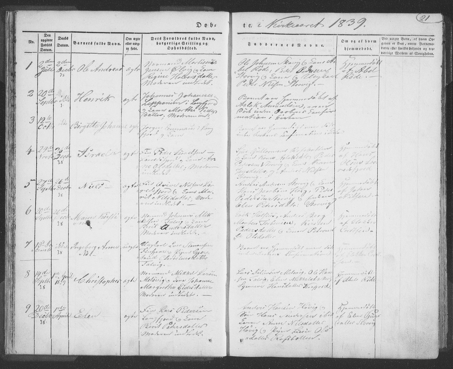 Talvik sokneprestkontor, SATØ/S-1337/H/Ha/L0009kirke: Parish register (official) no. 9, 1837-1852, p. 21
