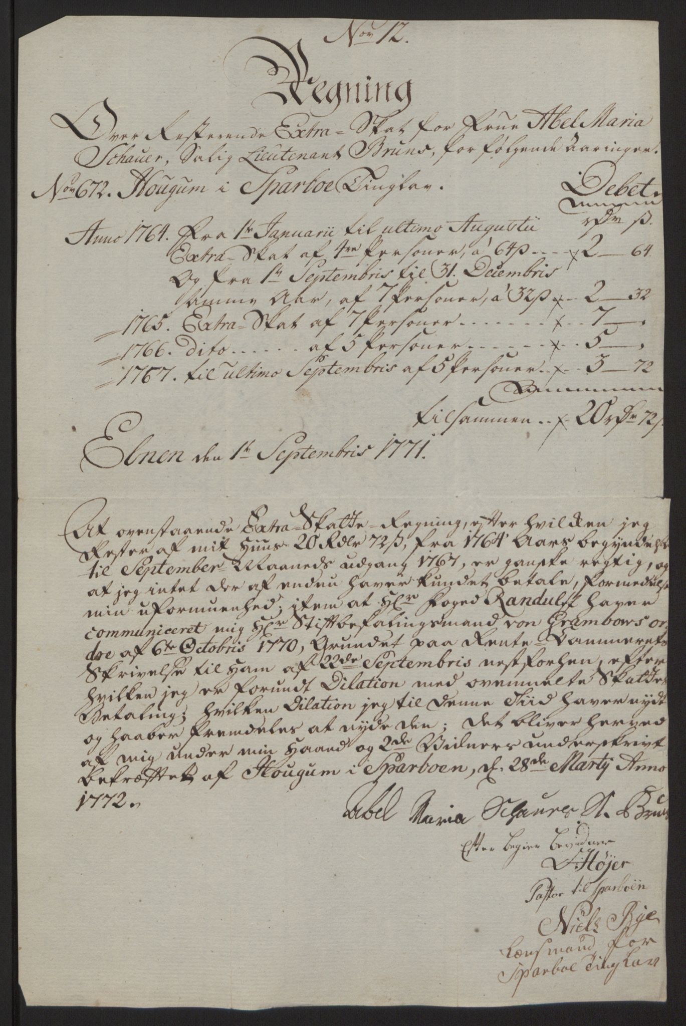 Rentekammeret inntil 1814, Reviderte regnskaper, Fogderegnskap, RA/EA-4092/R63/L4420: Ekstraskatten Inderøy, 1762-1772, p. 476