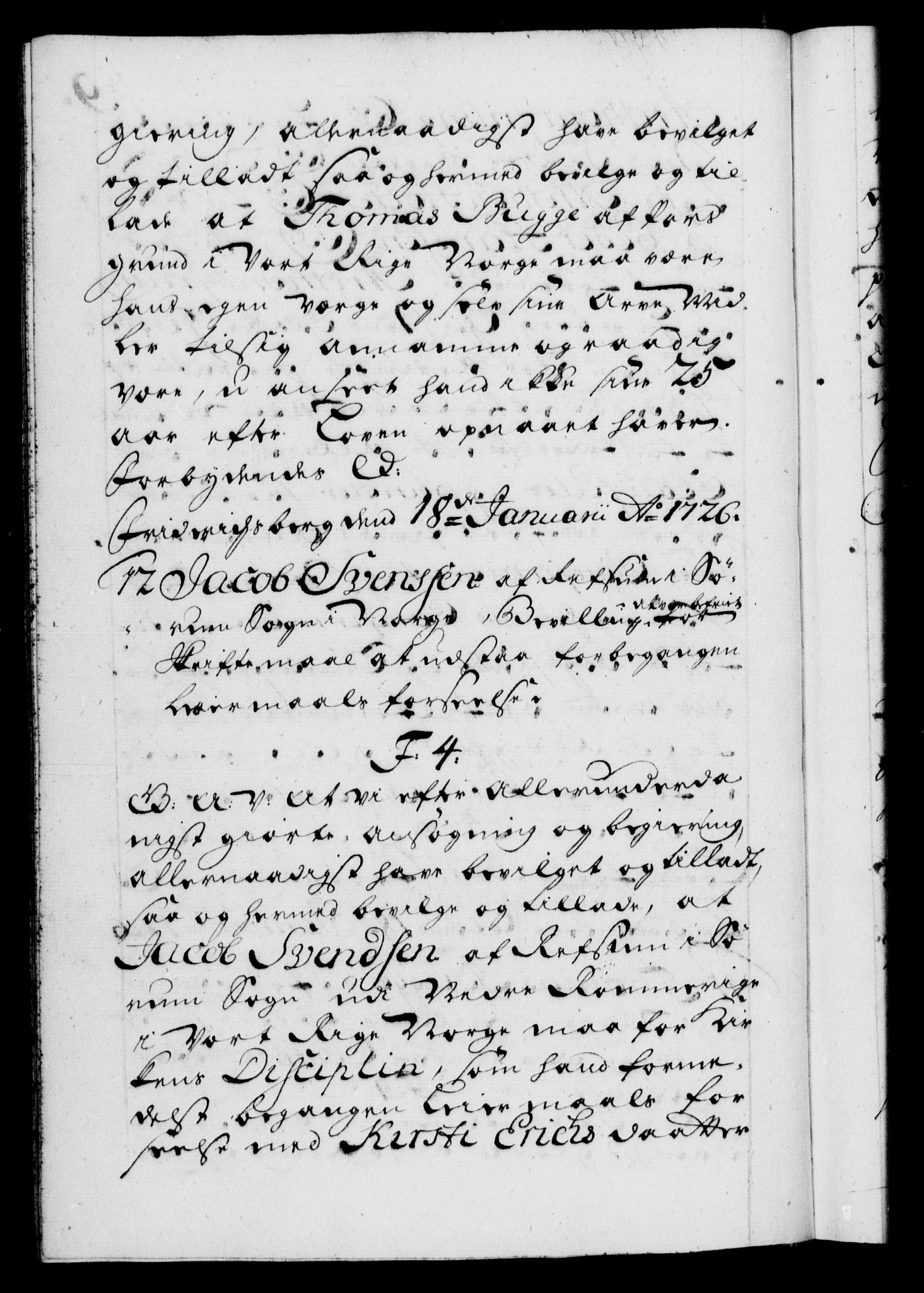 Danske Kanselli 1572-1799, AV/RA-EA-3023/F/Fc/Fca/Fcaa/L0025: Norske registre, 1726-1728, p. 9b