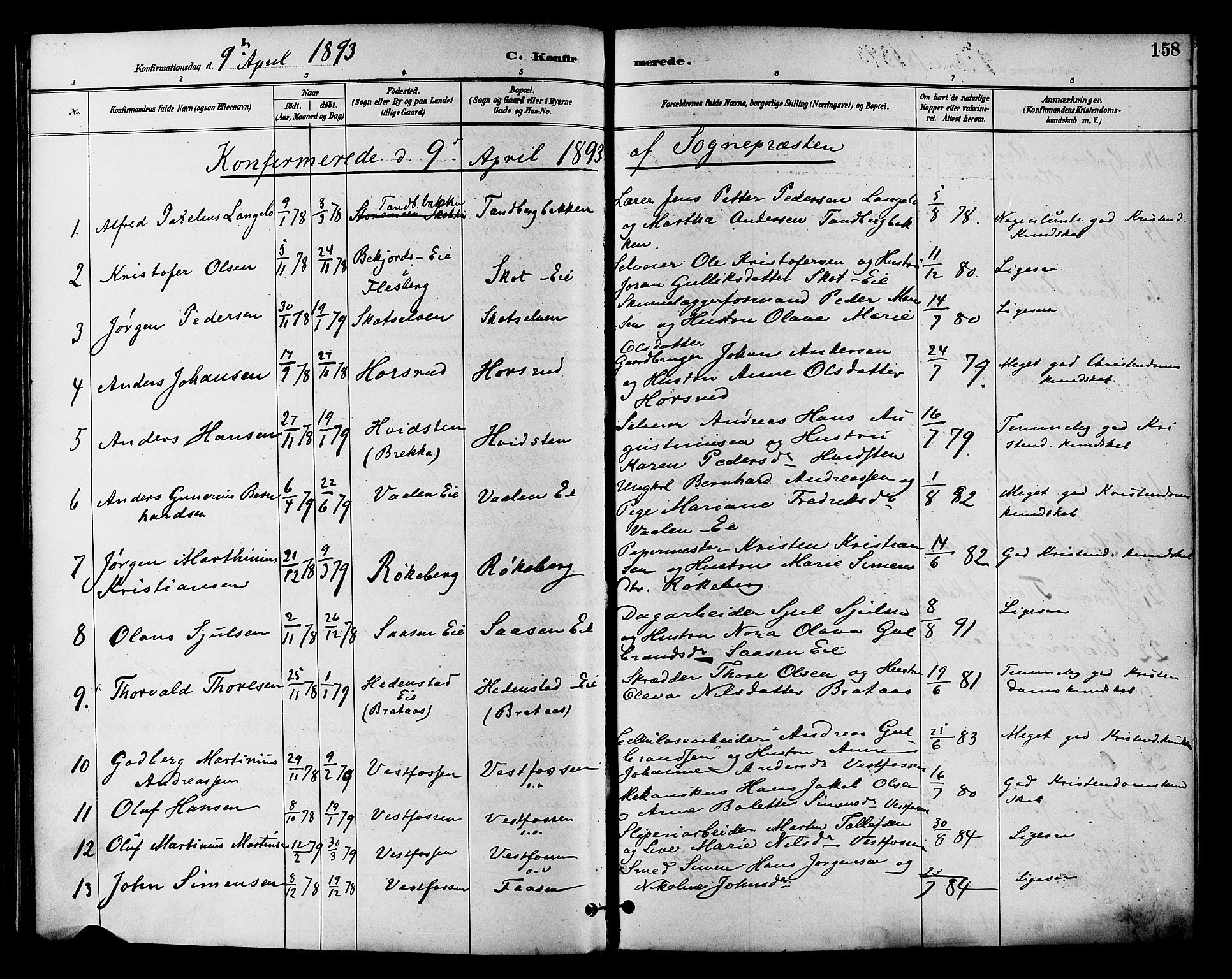 Eiker kirkebøker, AV/SAKO-A-4/F/Fb/L0002: Parish register (official) no. II 2, 1889-1896, p. 158