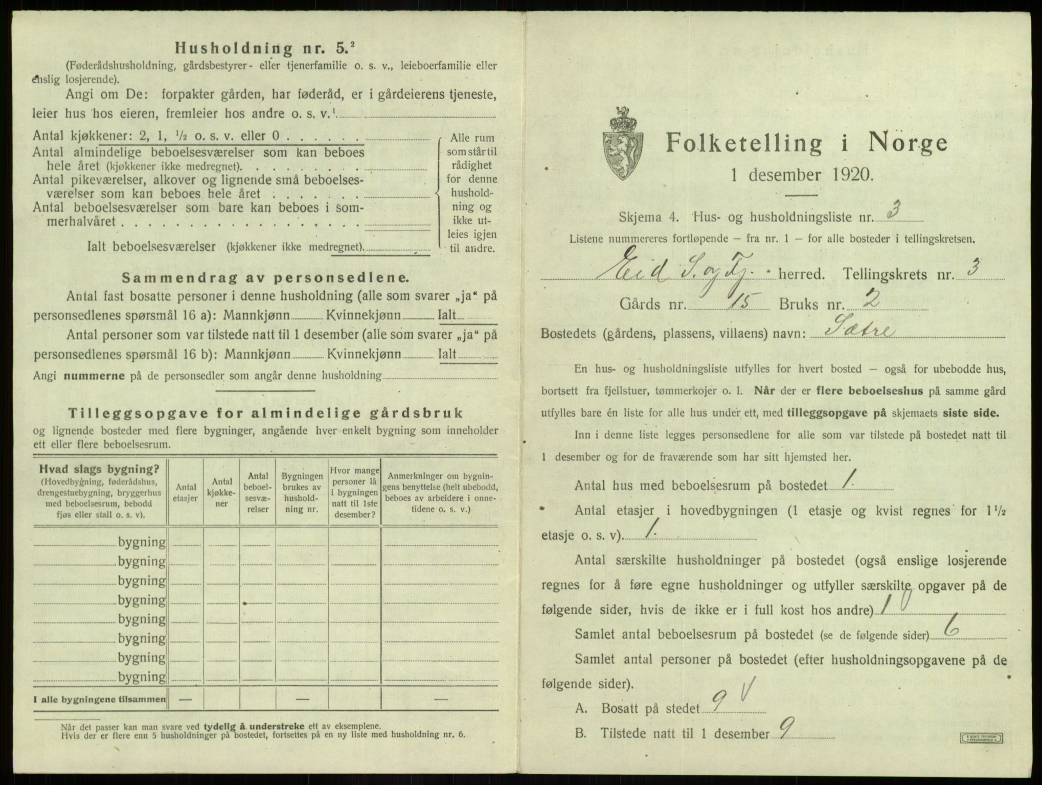 SAB, 1920 census for Eid, 1920, p. 177