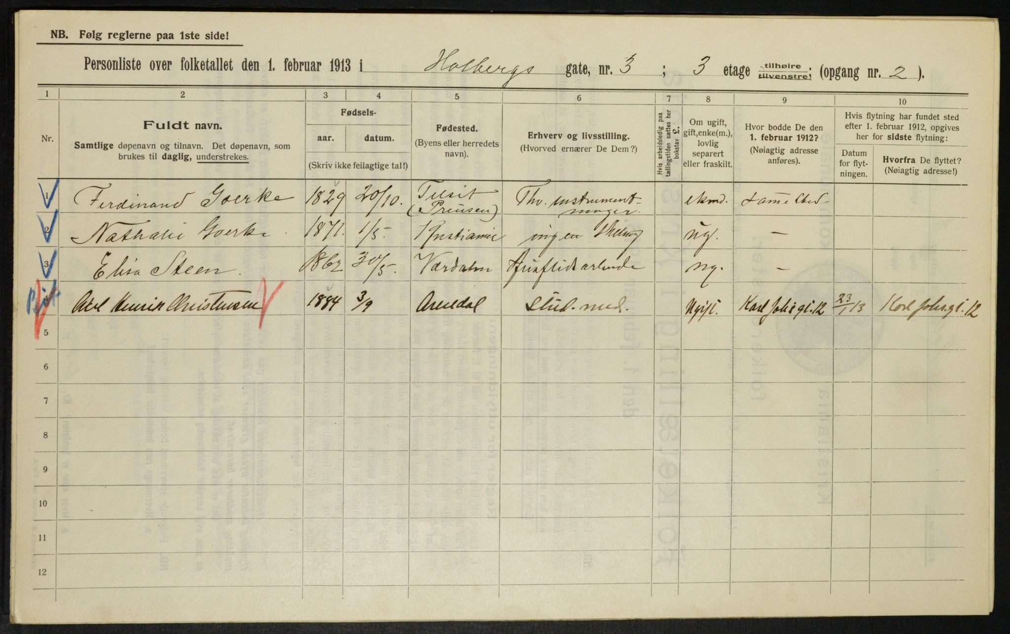 OBA, Municipal Census 1913 for Kristiania, 1913, p. 40073