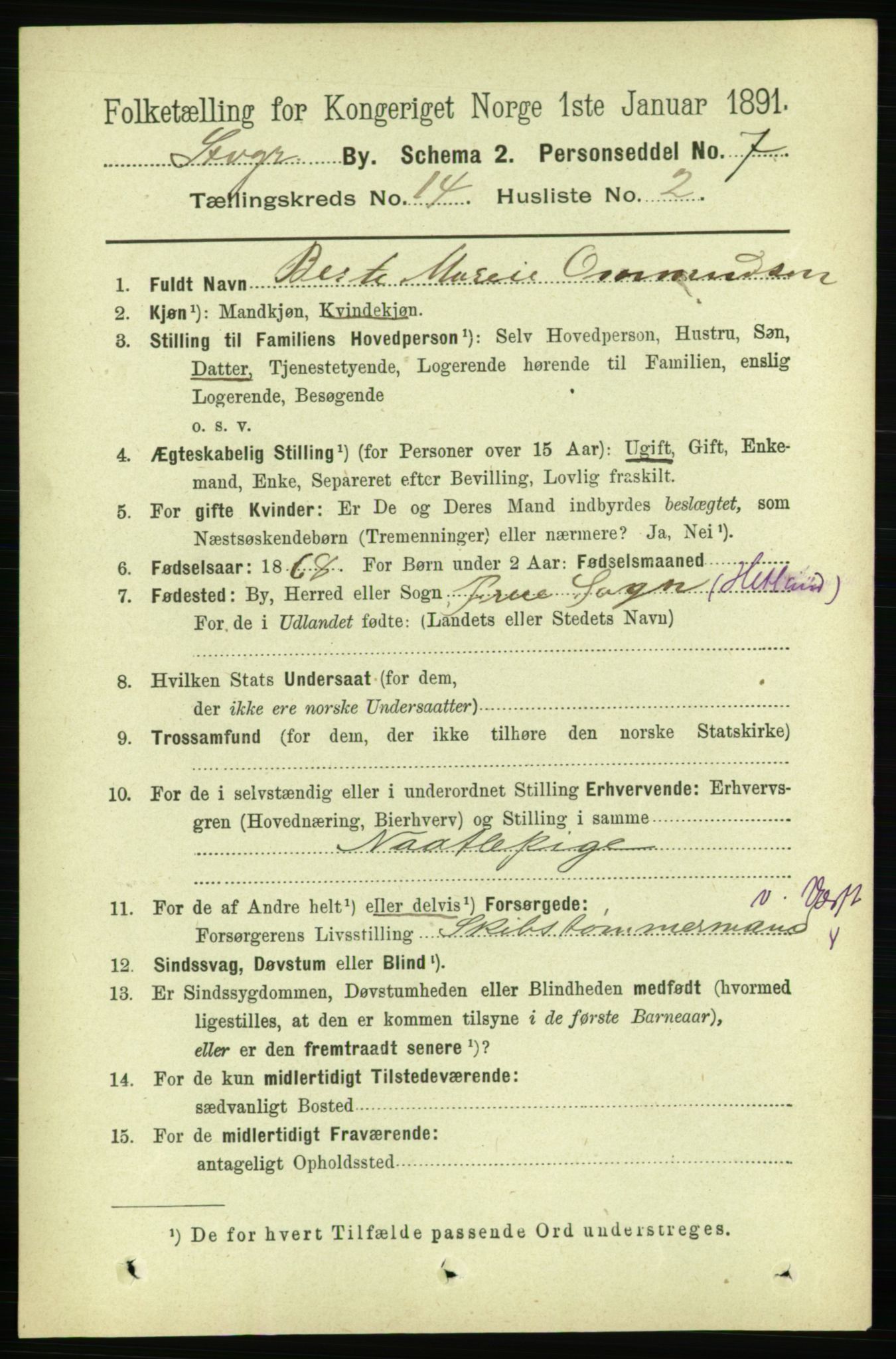 RA, 1891 census for 1103 Stavanger, 1891, p. 16955