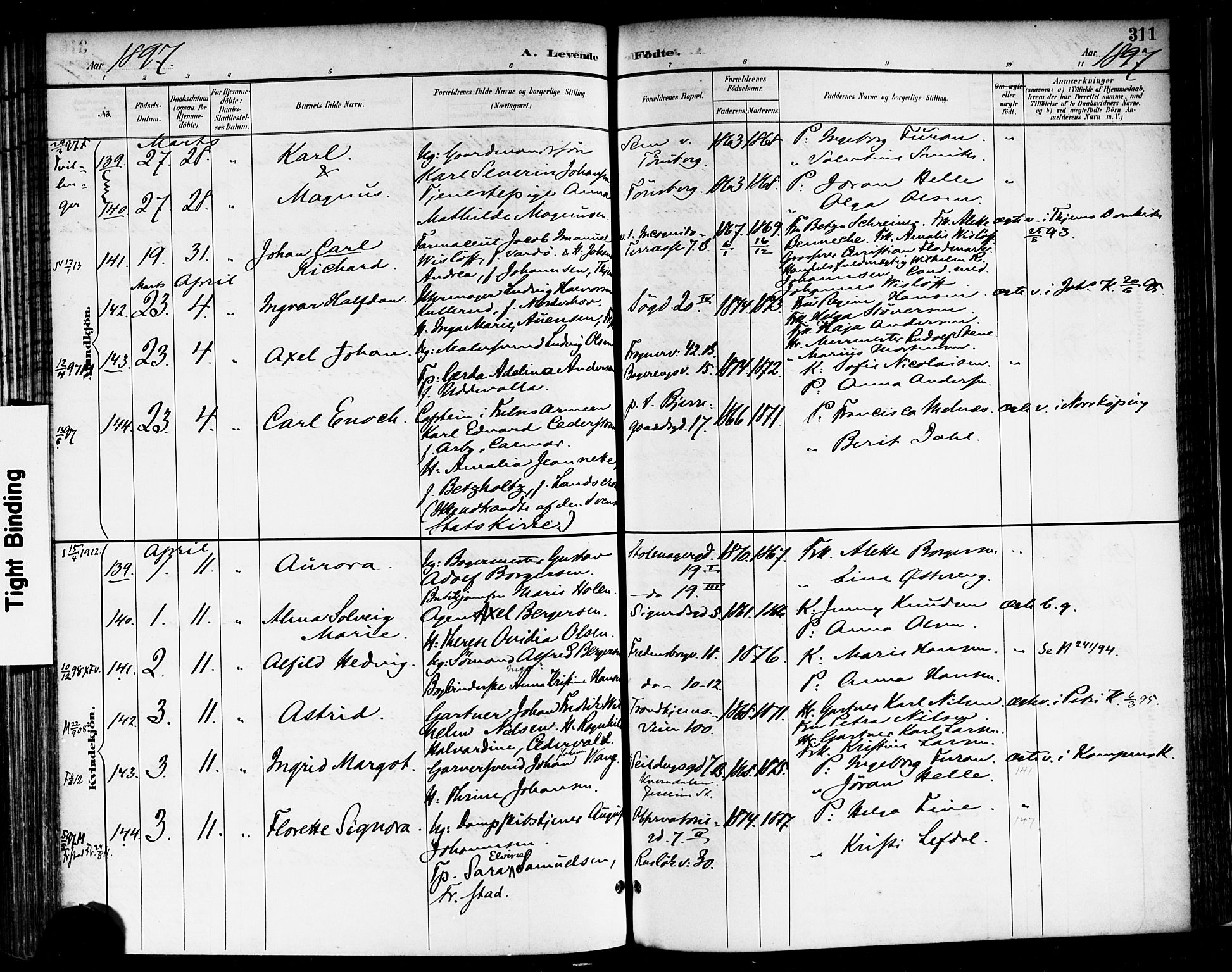 Rikshospitalet prestekontor Kirkebøker, AV/SAO-A-10309b/F/L0009: Parish register (official) no. 9, 1894-1897, p. 311