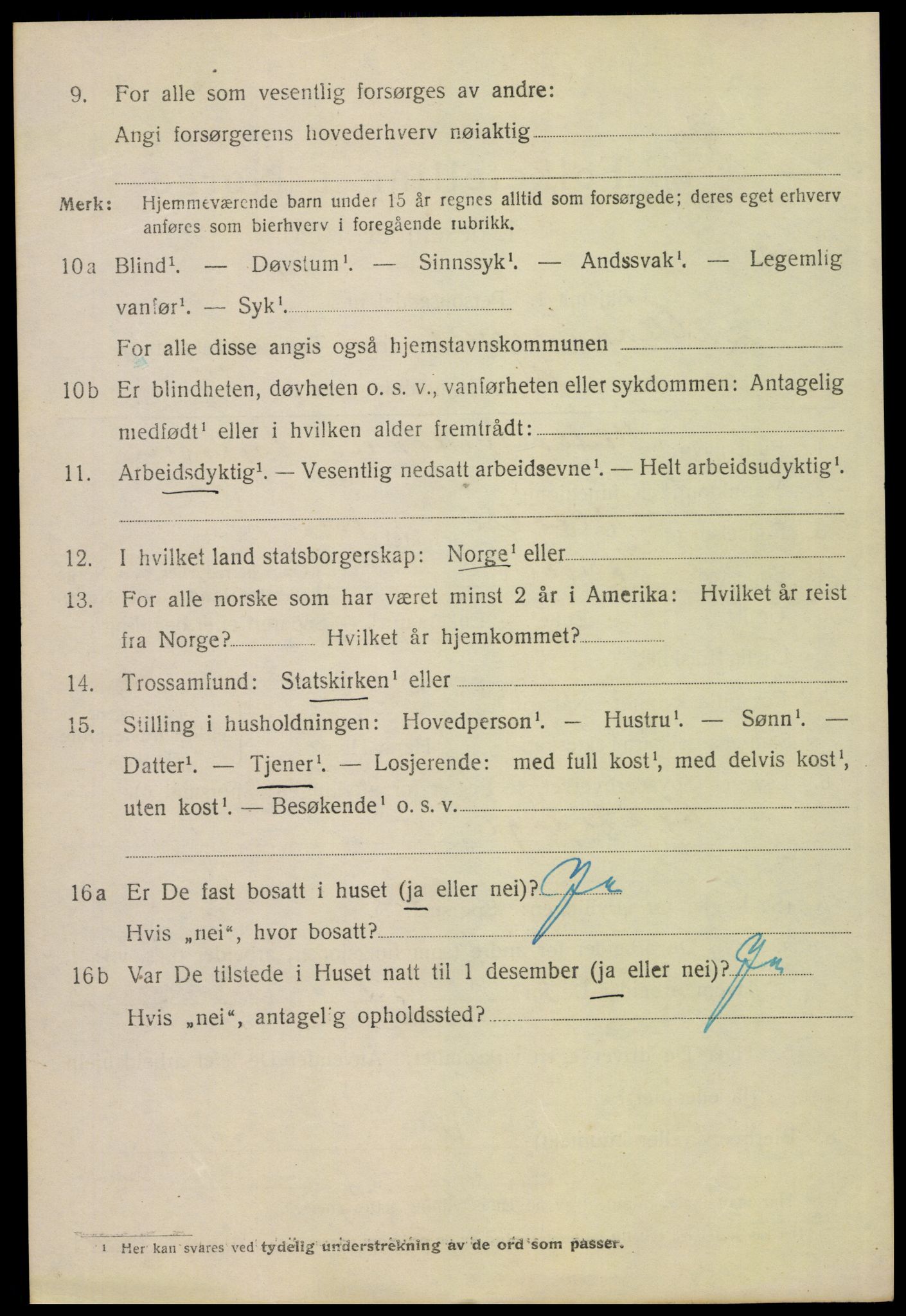 SAH, 1920 census for Lillehammer, 1920, p. 4215