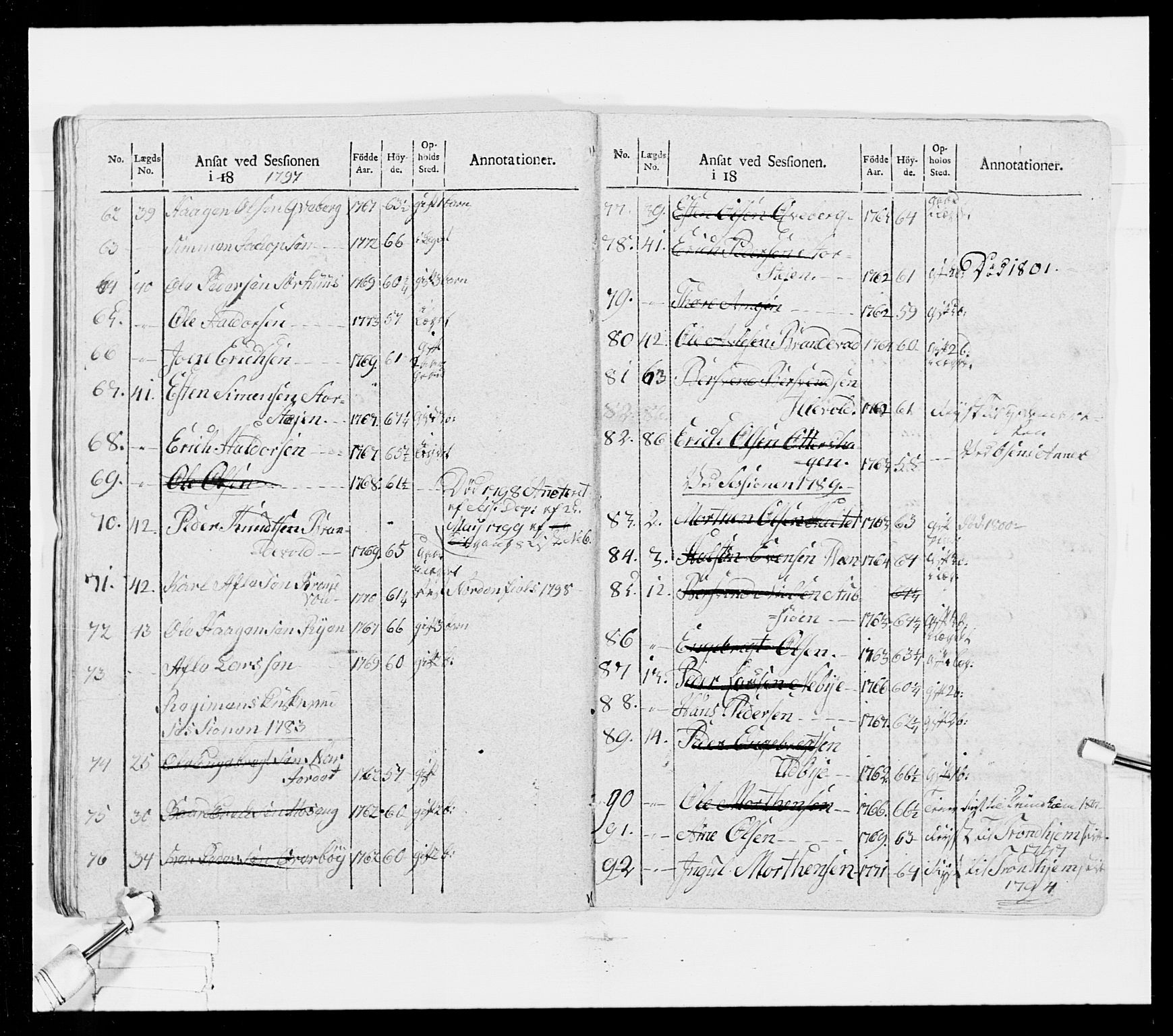 Generalitets- og kommissariatskollegiet, Det kongelige norske kommissariatskollegium, RA/EA-5420/E/Eh/L0025: Skiløperkompaniene, 1766-1803, p. 284