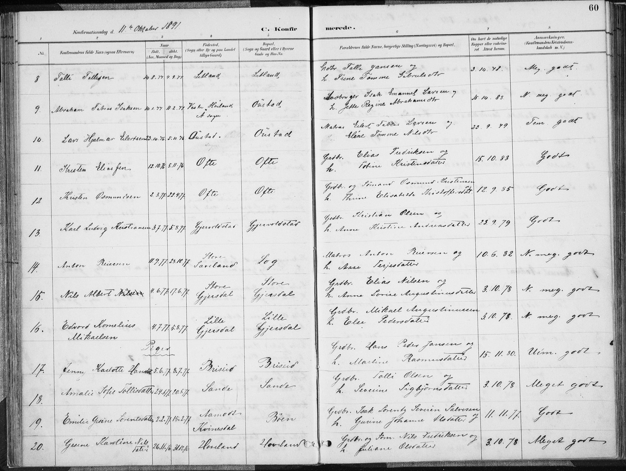 Herad sokneprestkontor, AV/SAK-1111-0018/F/Fa/Faa/L0006: Parish register (official) no. A 6, 1887-1907, p. 60