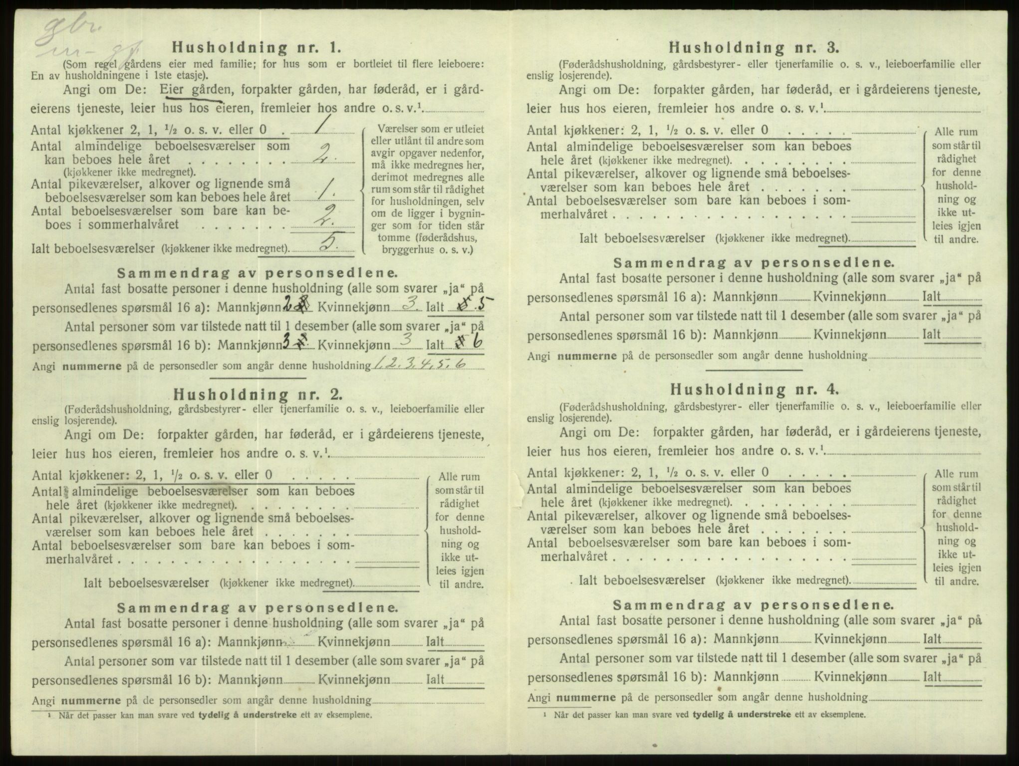 SAB, 1920 census for Gloppen, 1920, p. 443