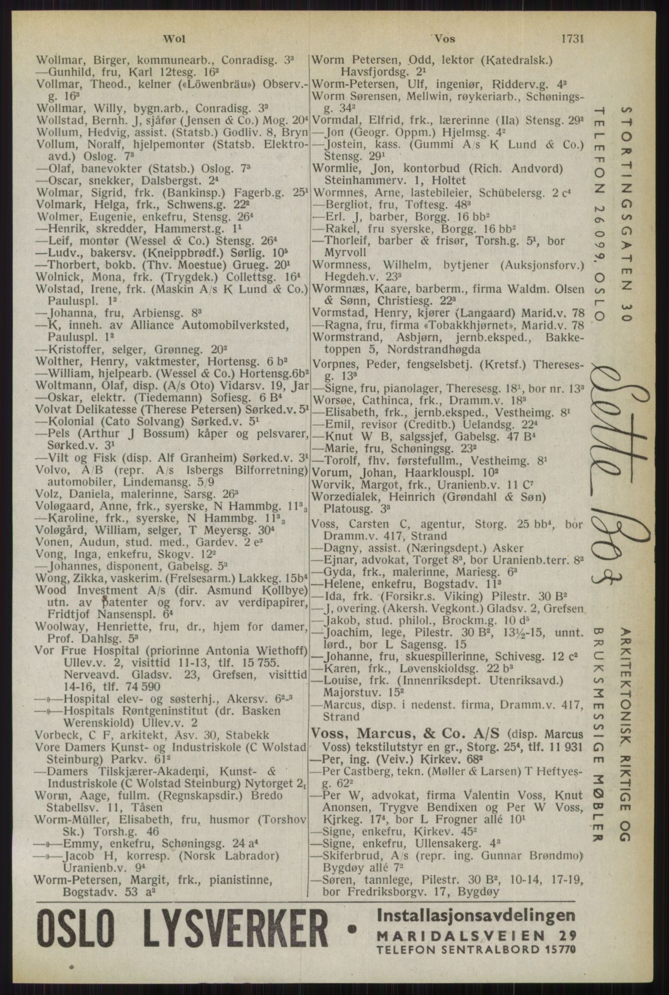 Kristiania/Oslo adressebok, PUBL/-, 1944, p. 1731