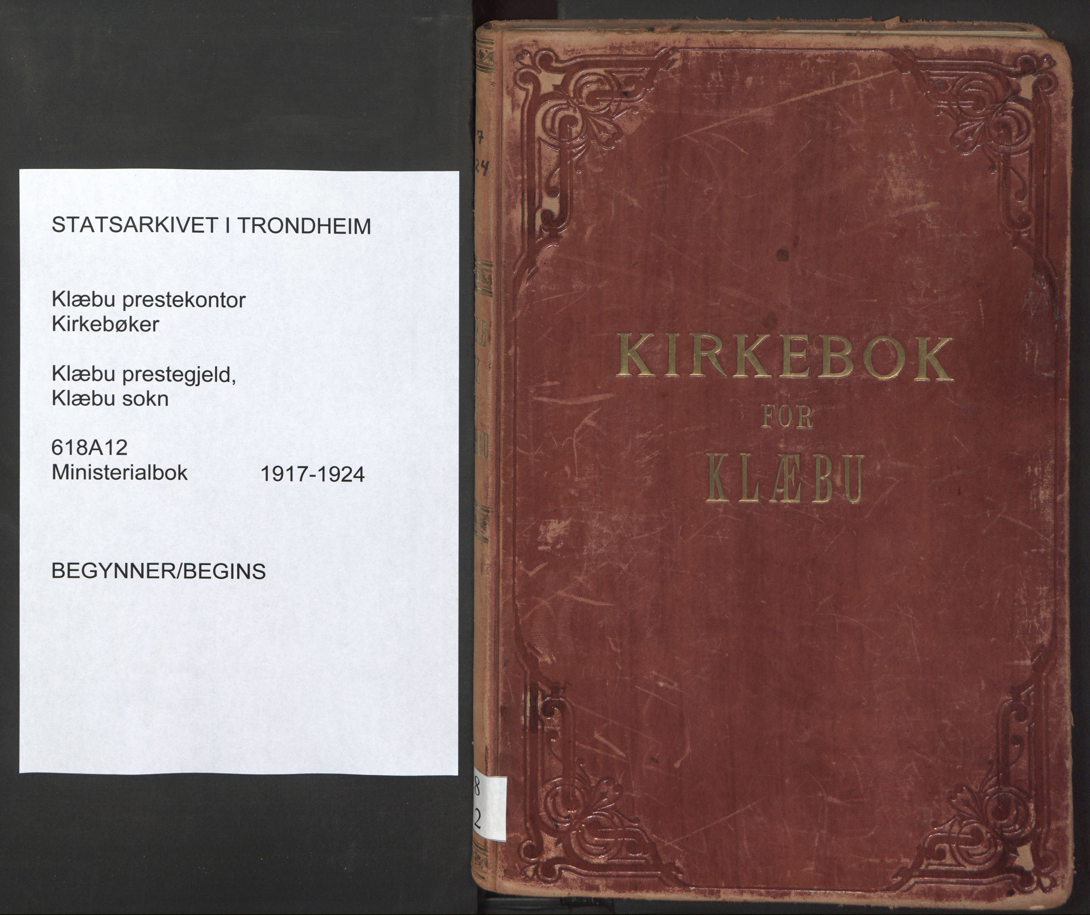 Ministerialprotokoller, klokkerbøker og fødselsregistre - Sør-Trøndelag, AV/SAT-A-1456/618/L0449: Parish register (official) no. 618A12, 1917-1924