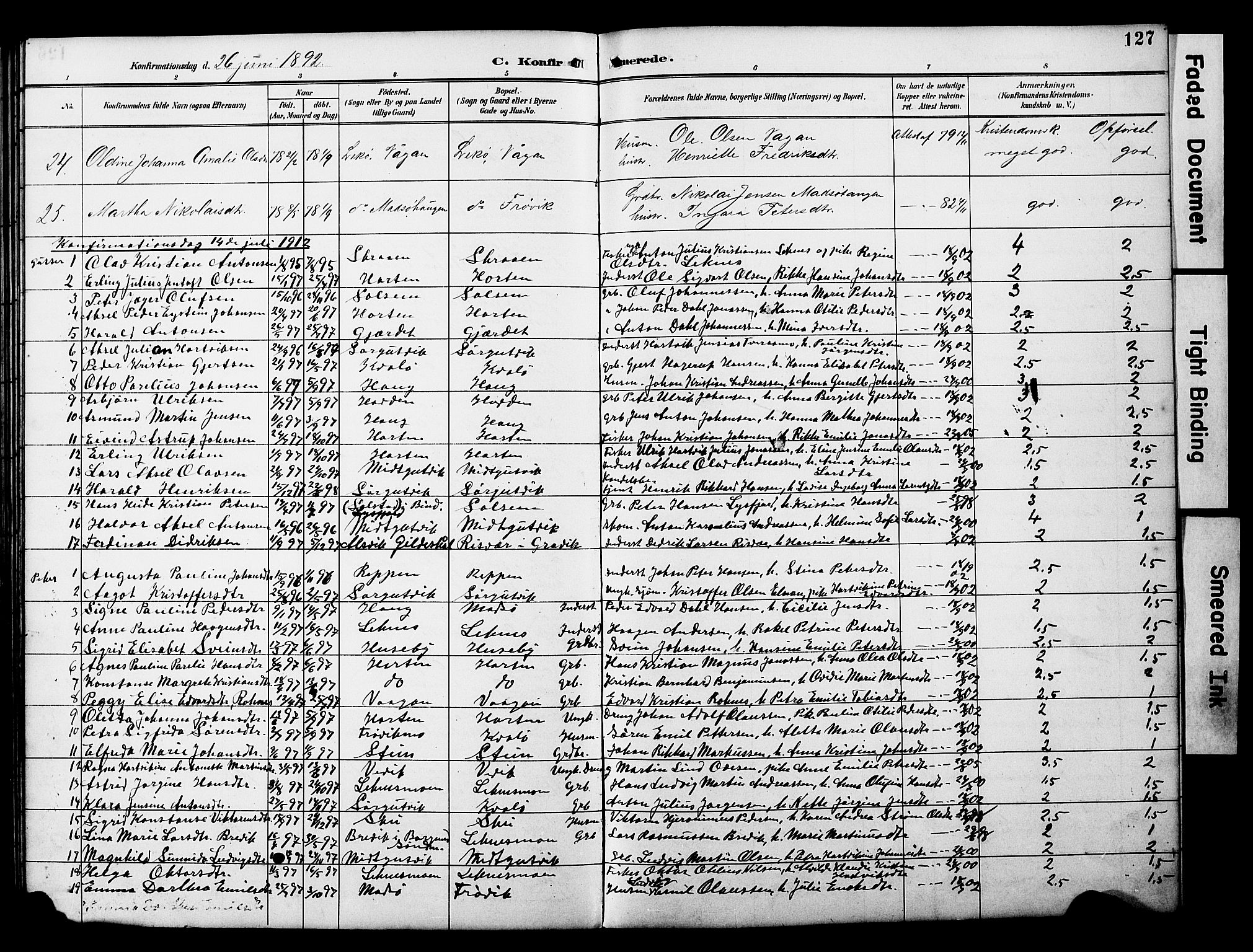 Ministerialprotokoller, klokkerbøker og fødselsregistre - Nord-Trøndelag, AV/SAT-A-1458/788/L0701: Parish register (copy) no. 788C01, 1888-1913, p. 127