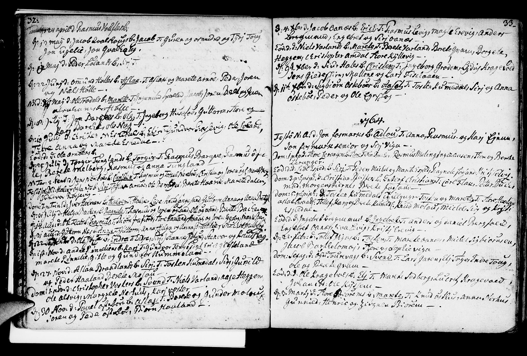 Strand sokneprestkontor, SAST/A-101828/H/Ha/Haa/L0002: Parish register (official) no. A 2, 1744-1768, p. 32-33