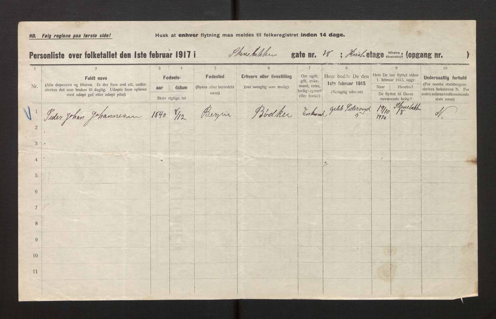 SAB, Municipal Census 1917 for Bergen, 1917, p. 34741