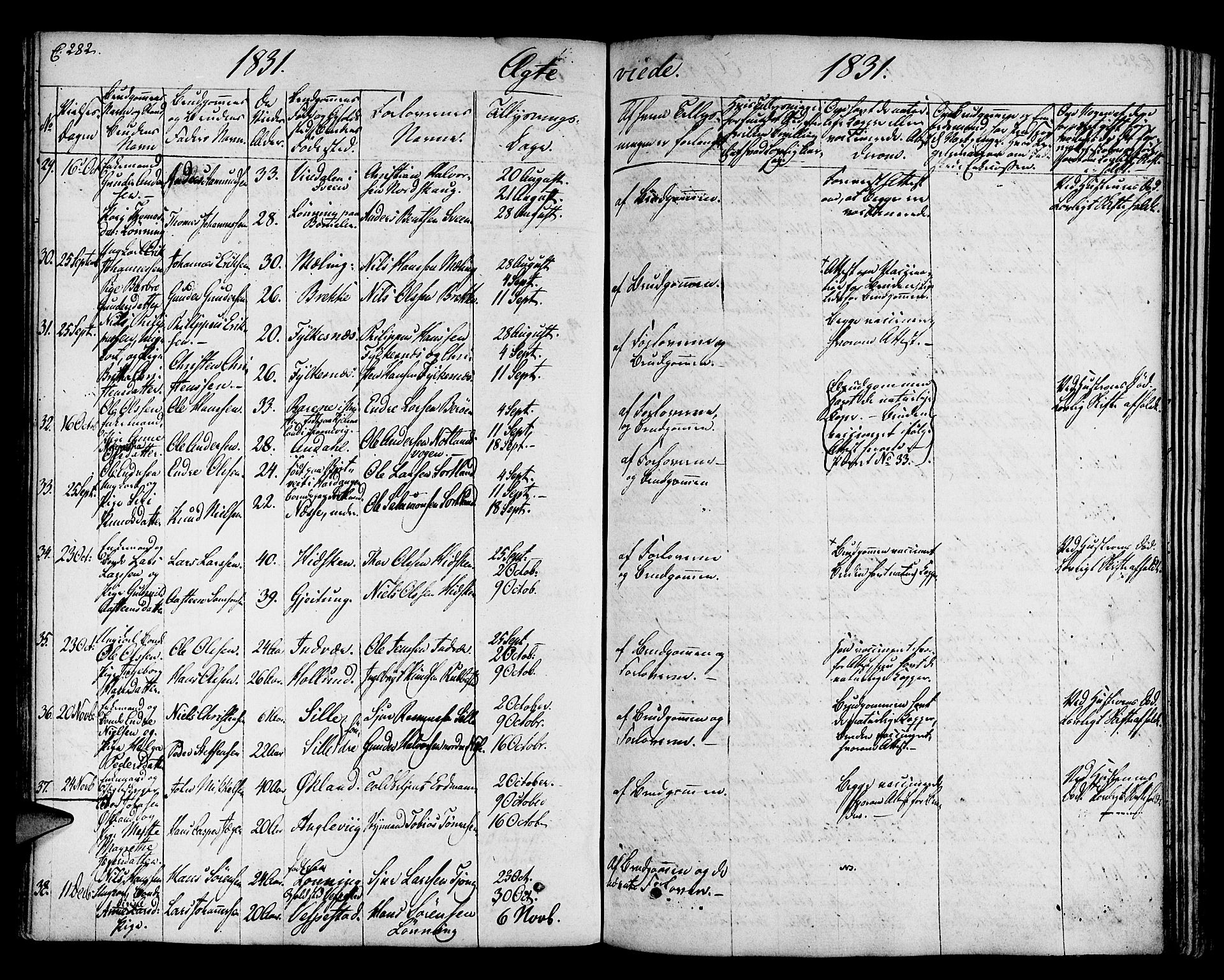 Finnås sokneprestembete, SAB/A-99925/H/Ha/Haa/Haaa/L0005: Parish register (official) no. A 5, 1823-1835, p. 282