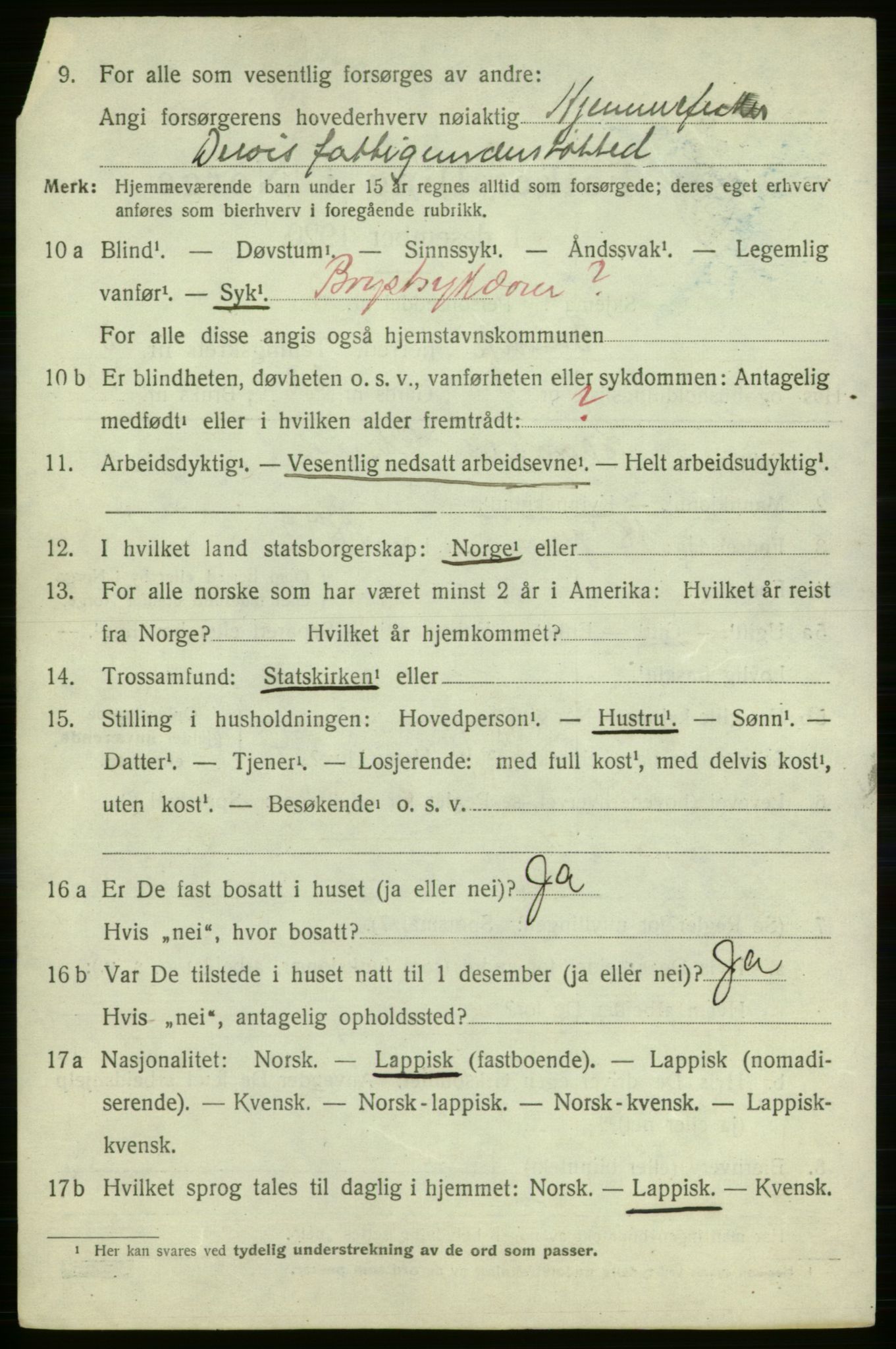 SATØ, 1920 census for Gamvik, 1920, p. 3553