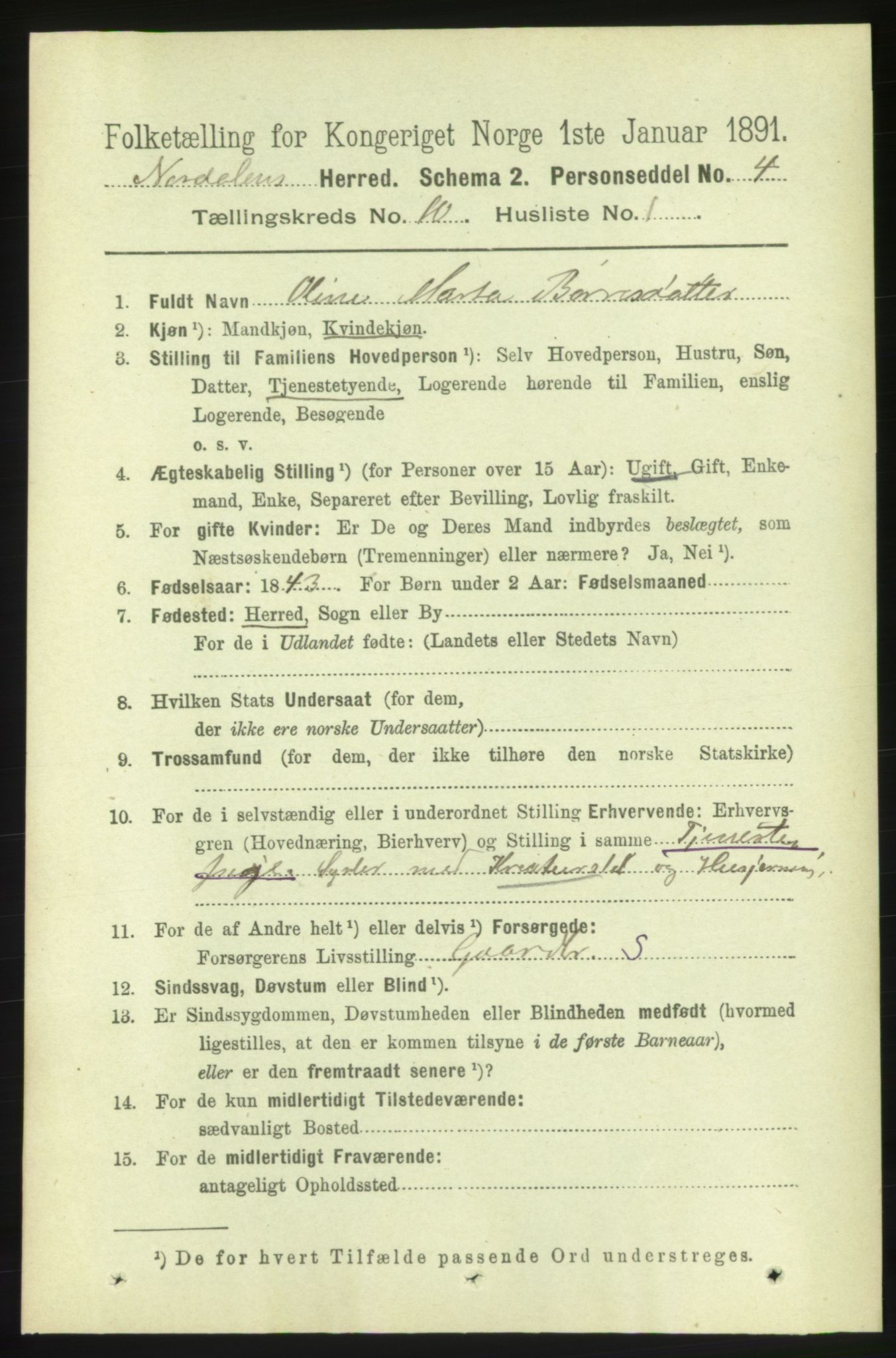 RA, 1891 census for 1524 Norddal, 1891, p. 2200