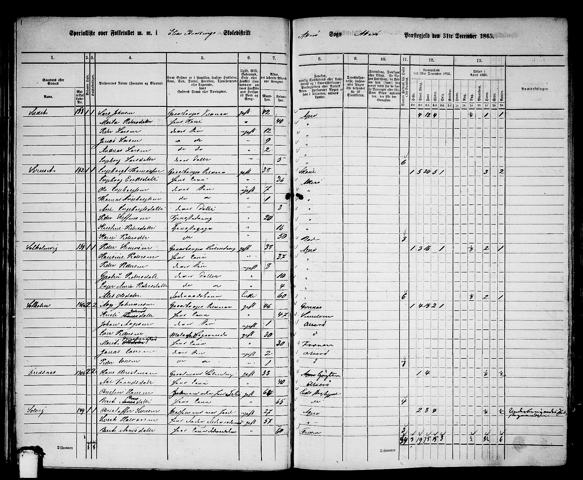 RA, 1865 census for Aukra, 1865, p. 45