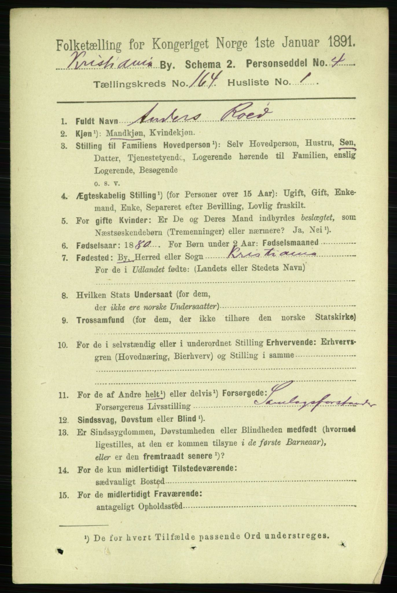 RA, 1891 census for 0301 Kristiania, 1891, p. 94444