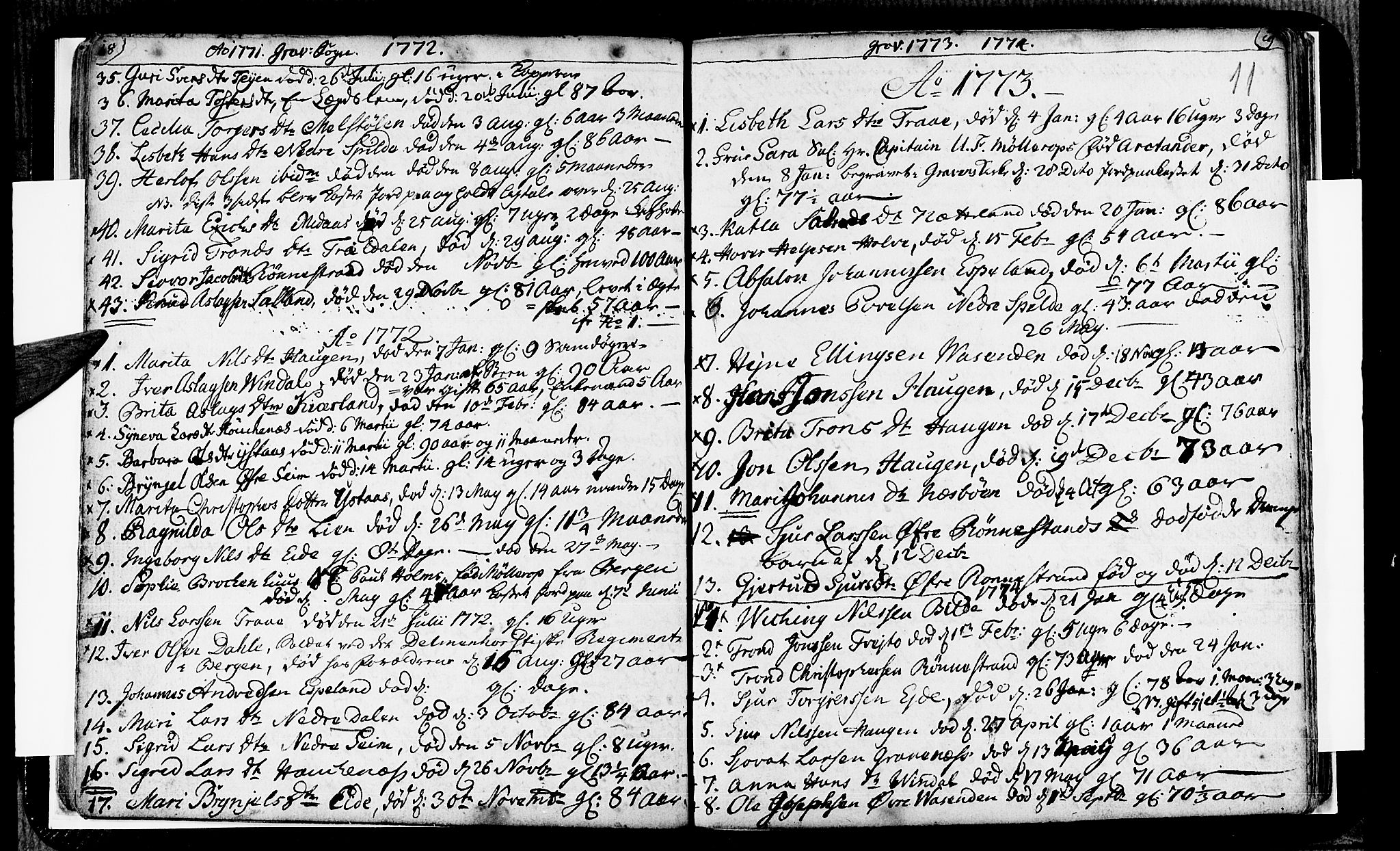 Ulvik sokneprestembete, SAB/A-78801/H/Haa: Parish register (official) no. A 8, 1743-1792, p. 11