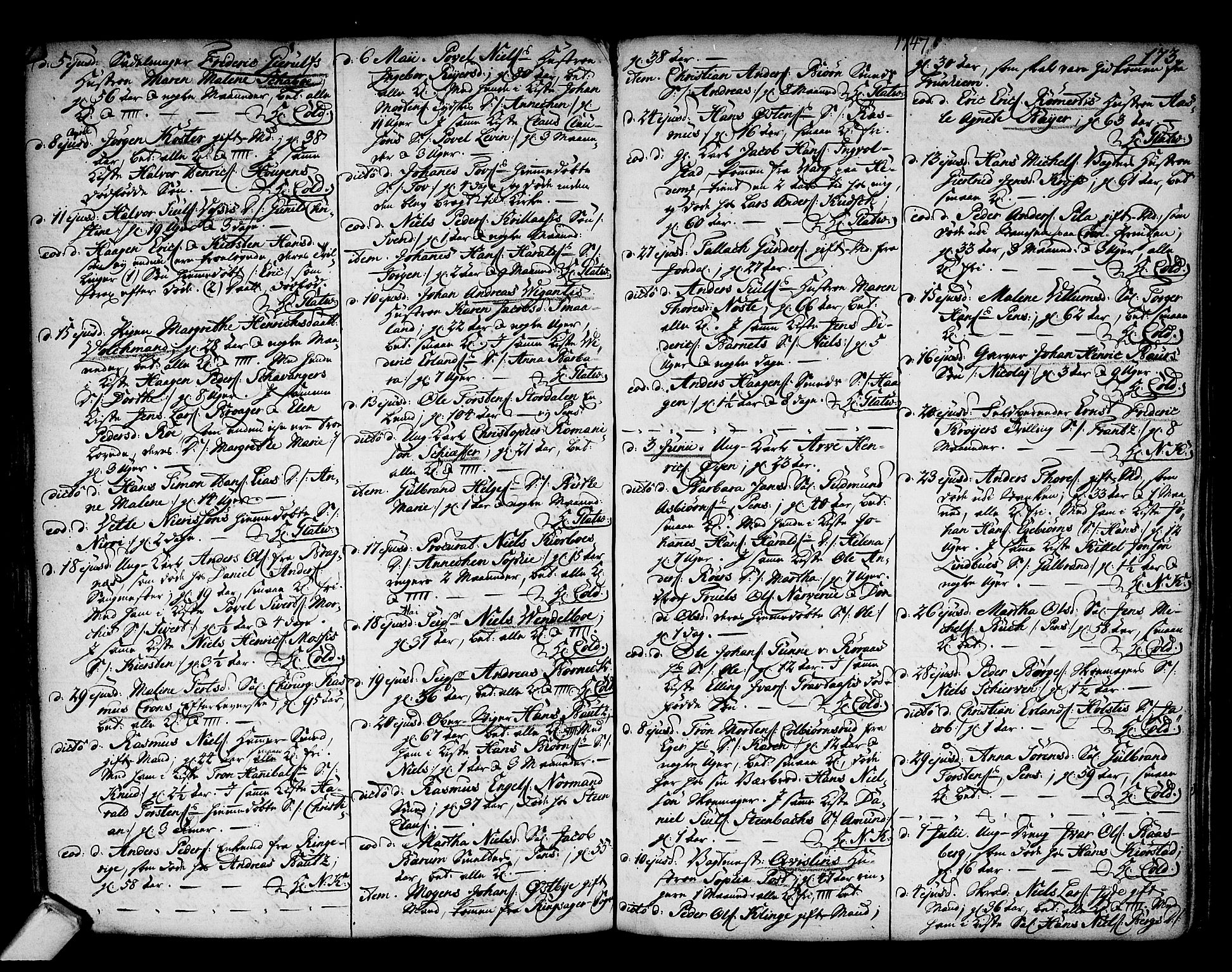 Kongsberg kirkebøker, SAKO/A-22/F/Fa/L0003: Parish register (official) no. I 3, 1744-1755, p. 173