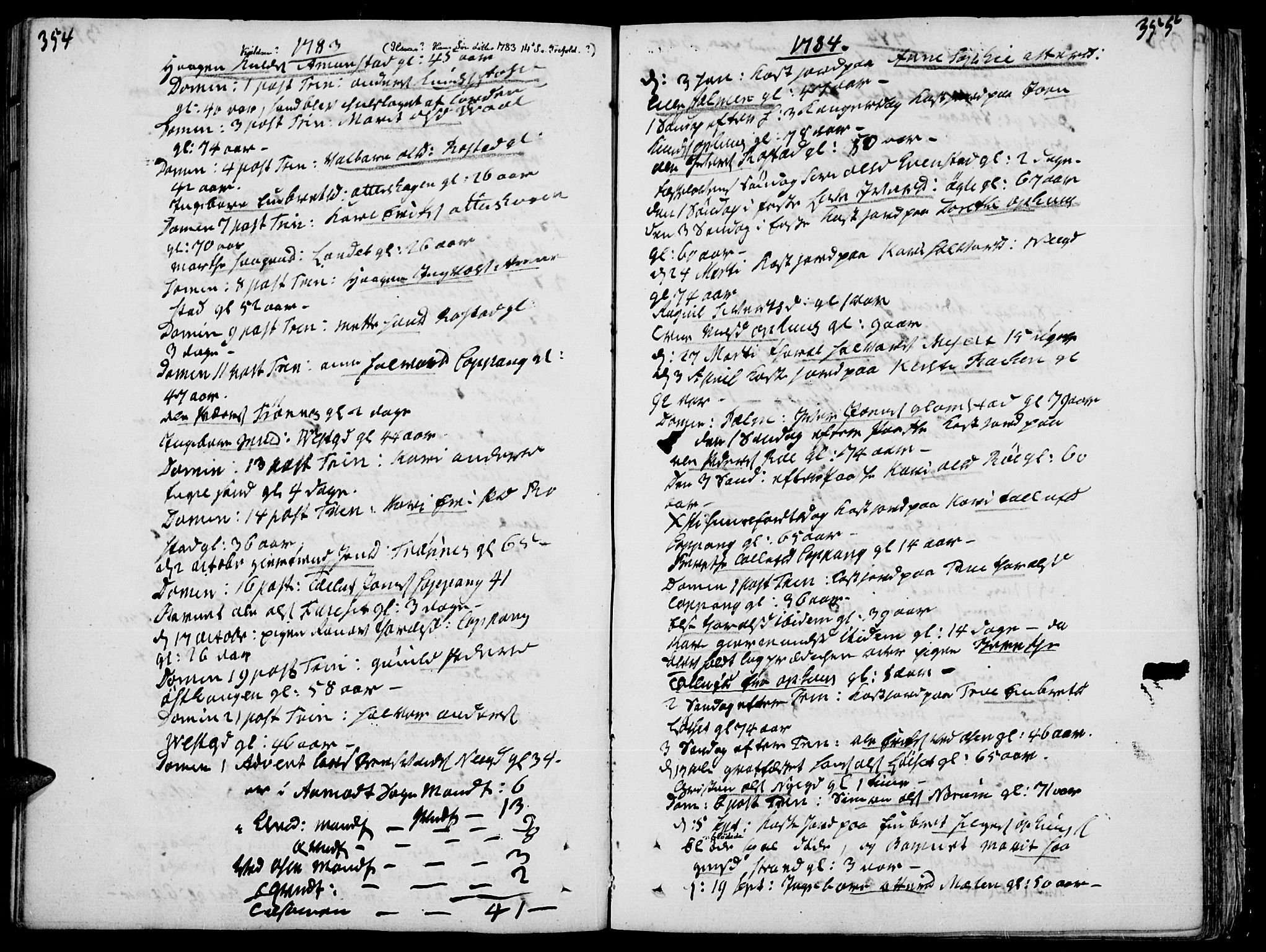 Åmot prestekontor, Hedmark, AV/SAH-PREST-056/H/Ha/Haa/L0003: Parish register (official) no. 3, 1780-1810, p. 354-355