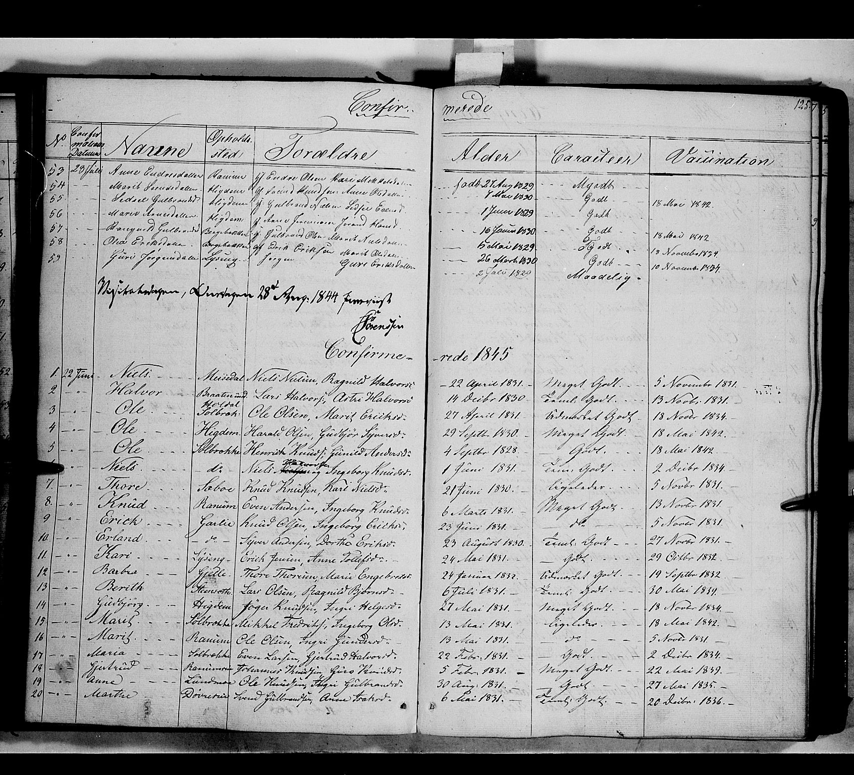 Nord-Aurdal prestekontor, SAH/PREST-132/H/Ha/Haa/L0007: Parish register (official) no. 7, 1842-1863, p. 125