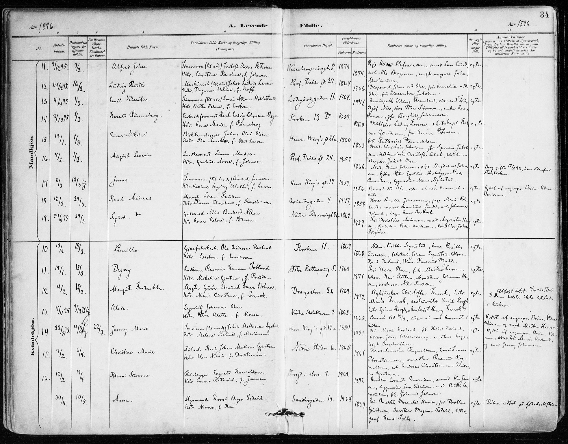 Mariakirken Sokneprestembete, SAB/A-76901/H/Haa/L0008: Parish register (official) no. A 8, 1893-1942, p. 34