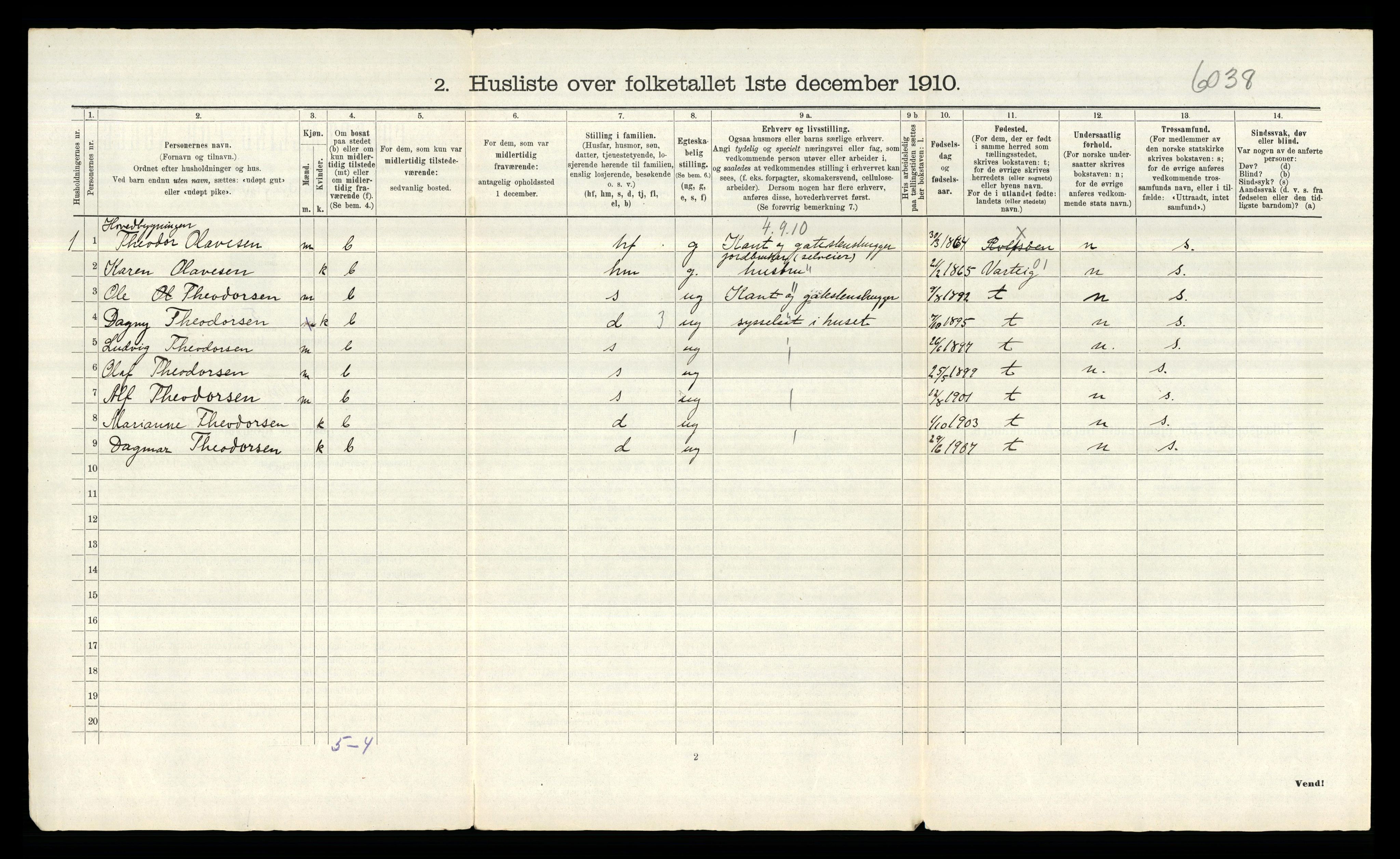 RA, 1910 census for Tune, 1910, p. 1823