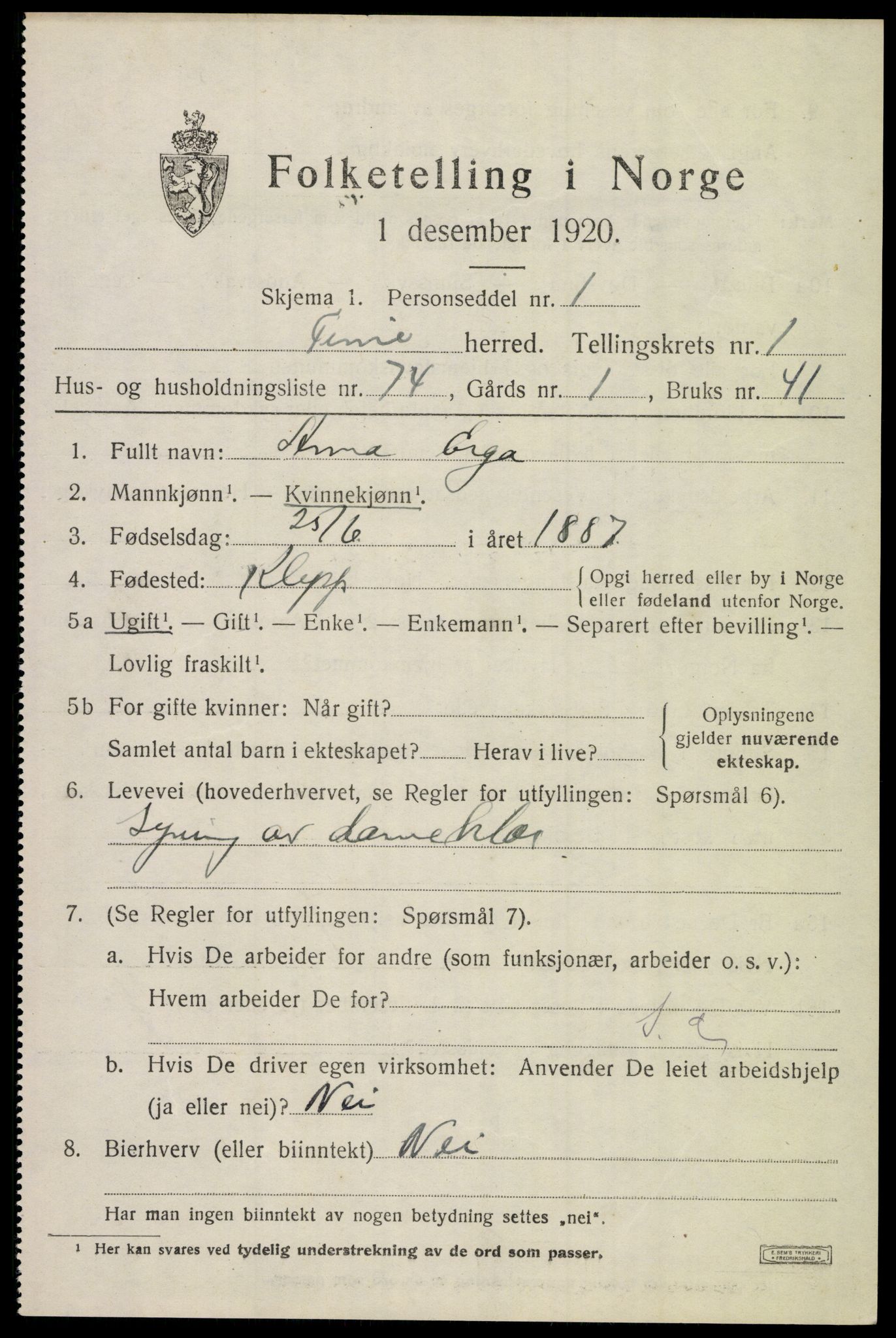 SAST, 1920 census for Time, 1920, p. 2191