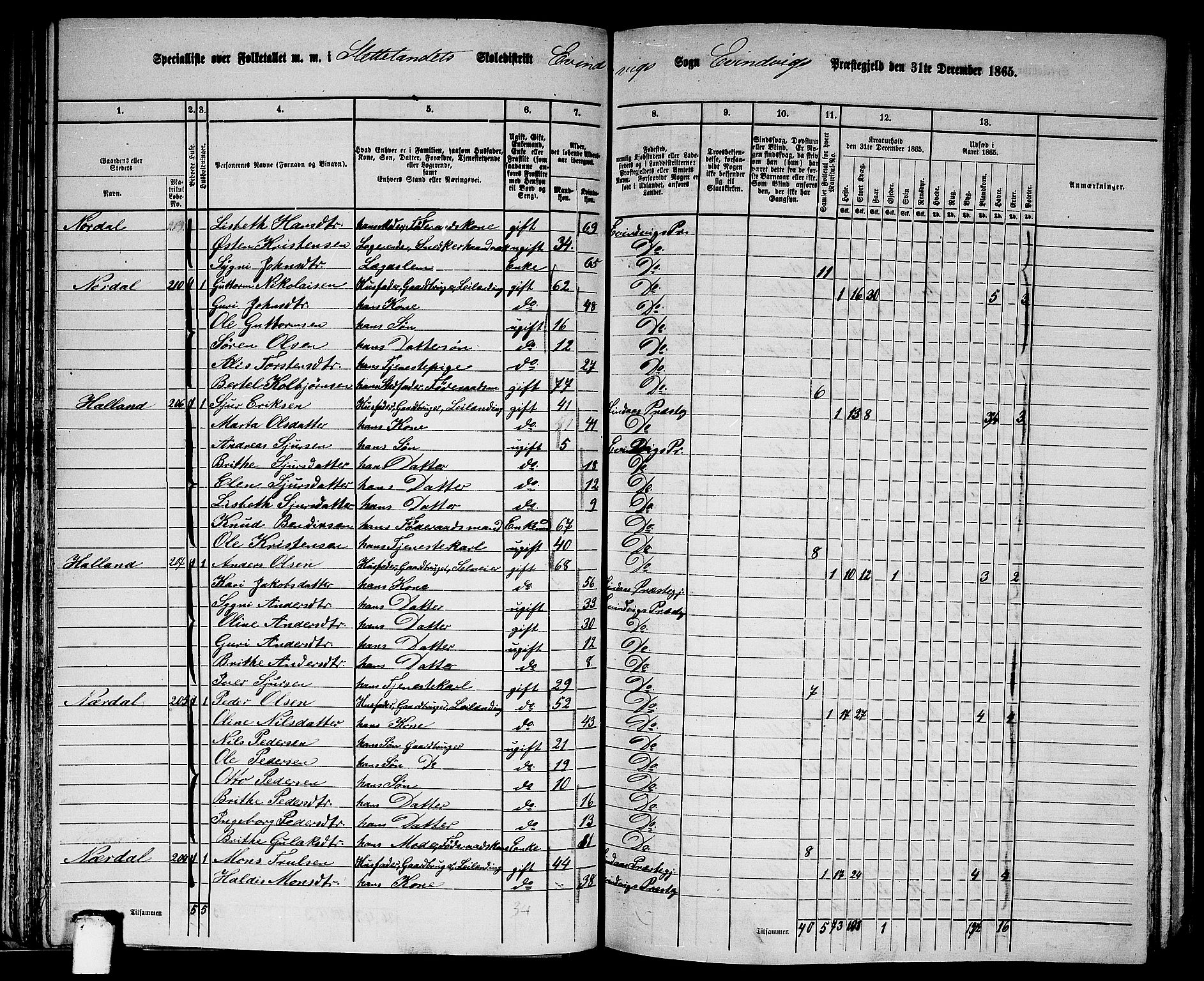 RA, 1865 census for Eivindvik, 1865, p. 54