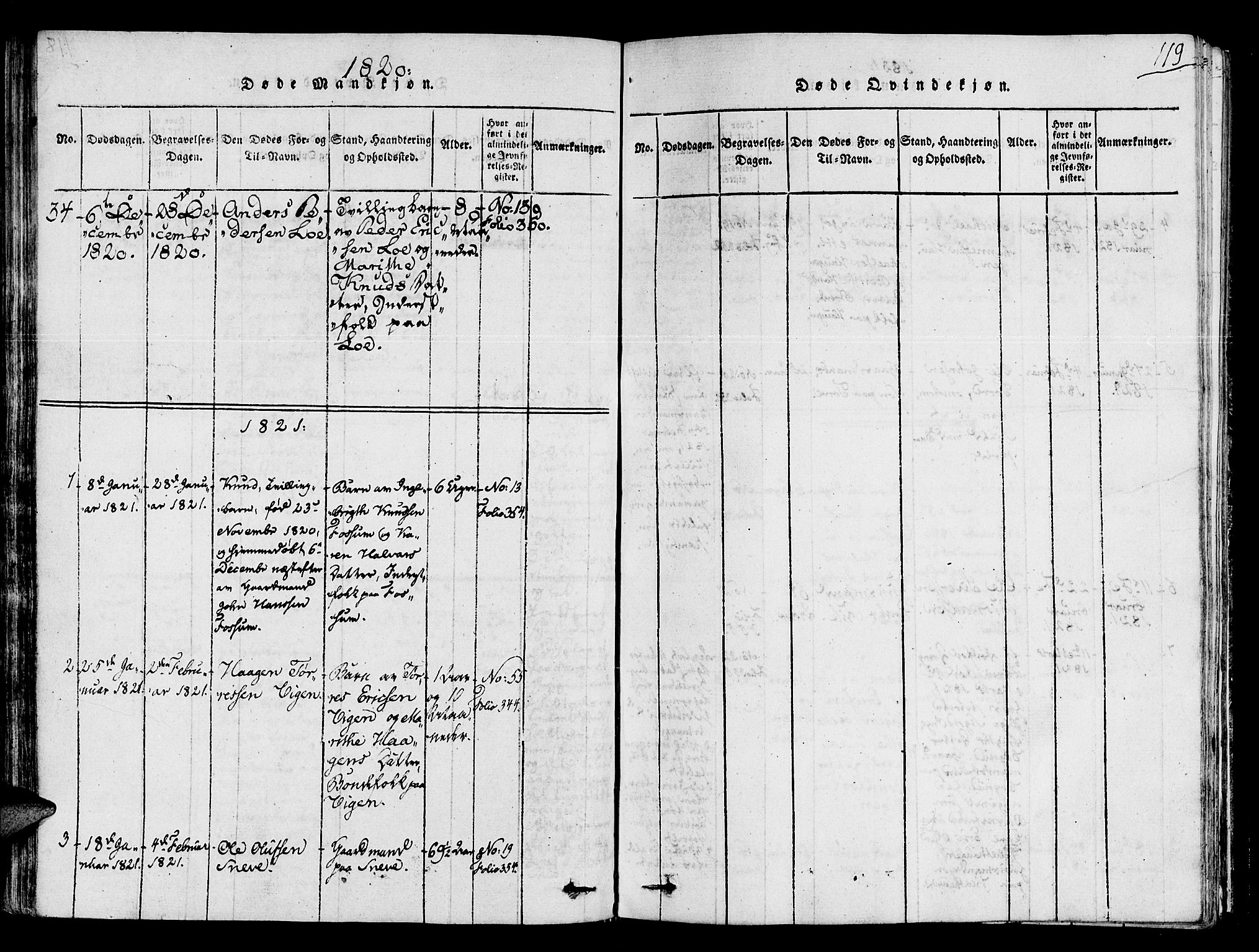Ministerialprotokoller, klokkerbøker og fødselsregistre - Sør-Trøndelag, SAT/A-1456/678/L0895: Parish register (official) no. 678A05 /1, 1816-1821, p. 119