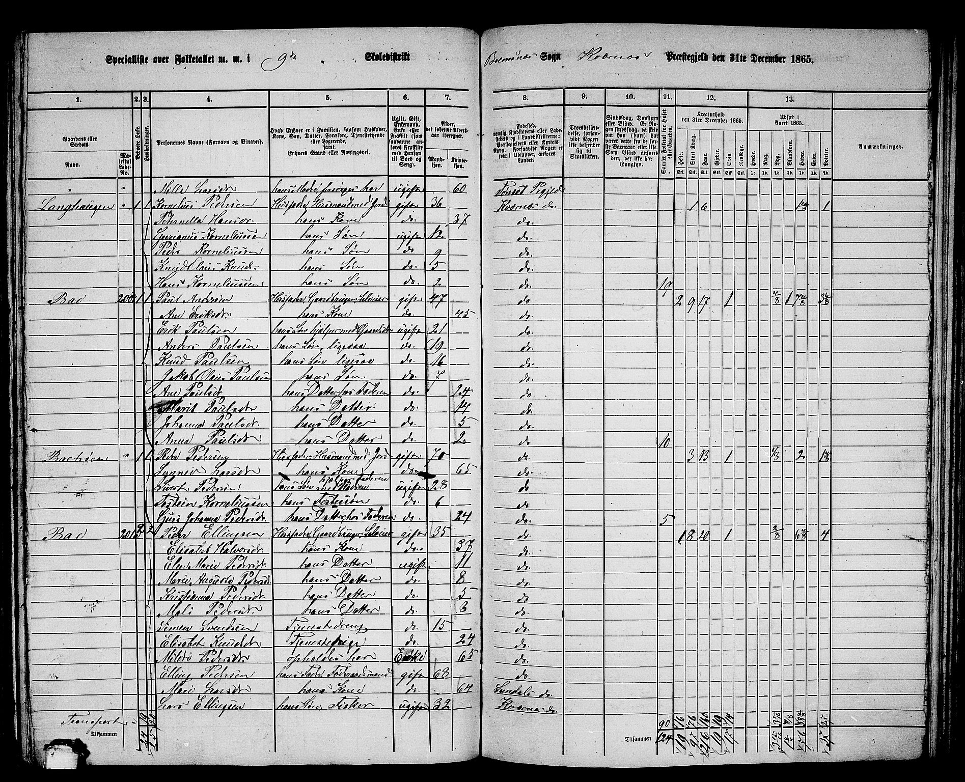RA, 1865 census for Kvernes, 1865, p. 164