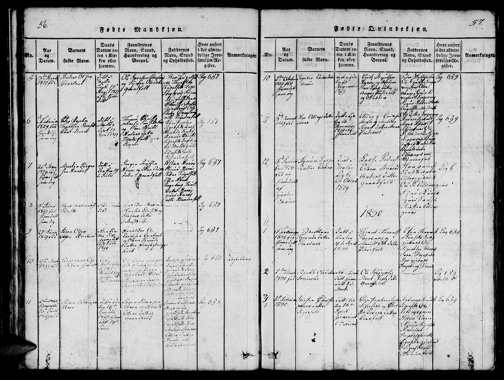 Ministerialprotokoller, klokkerbøker og fødselsregistre - Møre og Romsdal, SAT/A-1454/555/L0665: Parish register (copy) no. 555C01, 1818-1868, p. 56-57