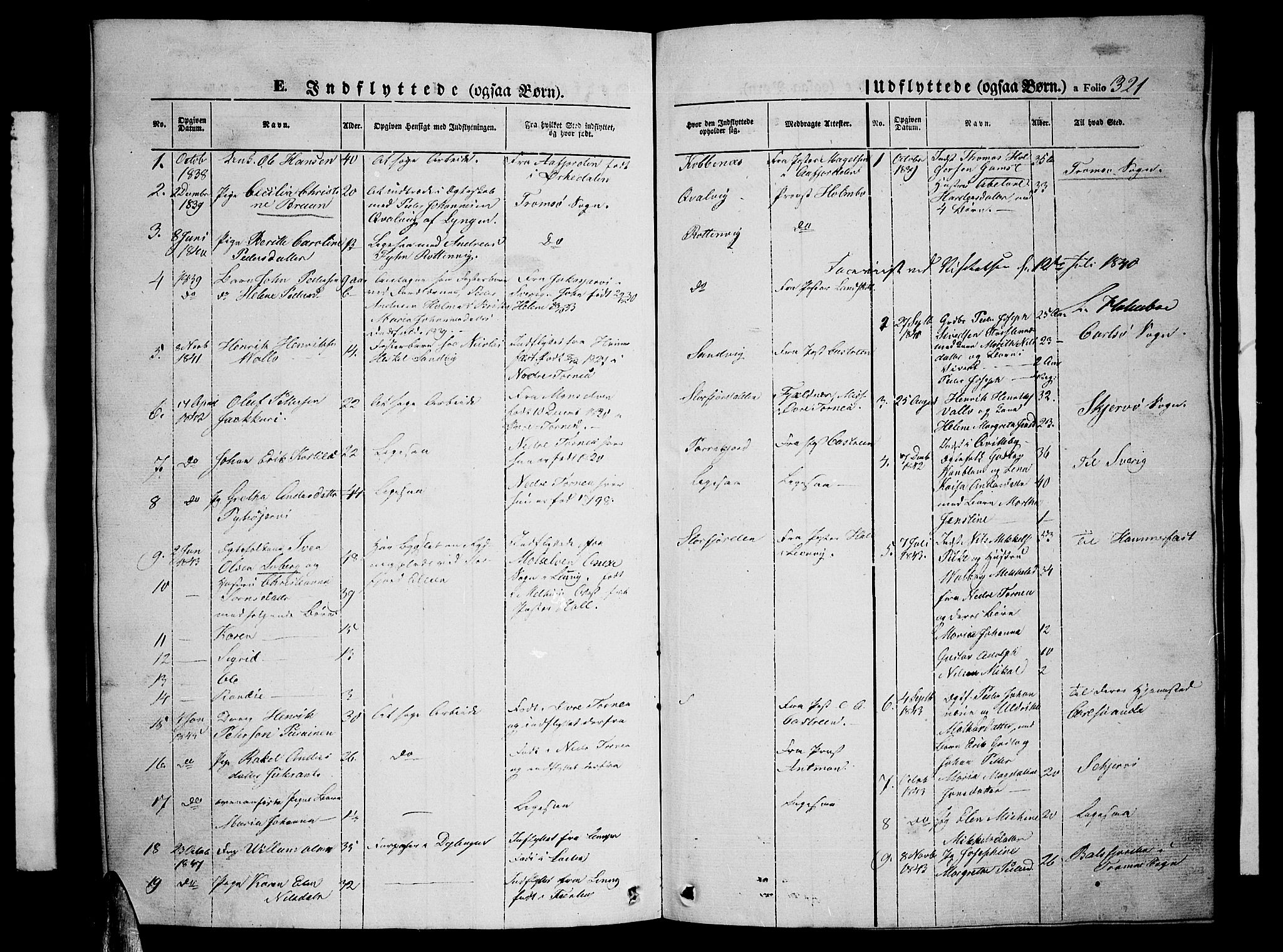 Lyngen sokneprestembete, SATØ/S-1289/H/He/Heb/L0002klokker: Parish register (copy) no. 2, 1839-1860, p. 321