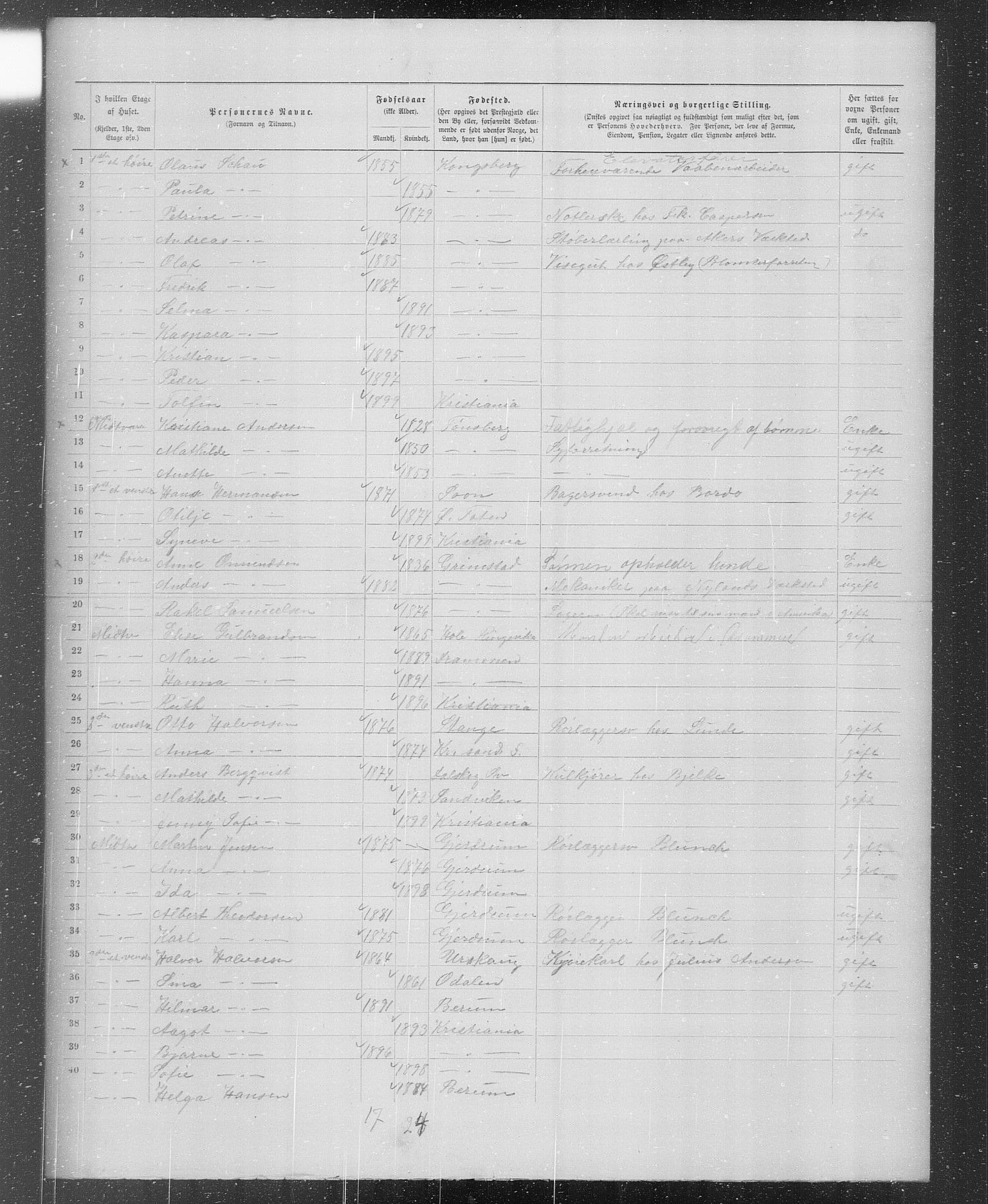 OBA, Municipal Census 1899 for Kristiania, 1899, p. 318