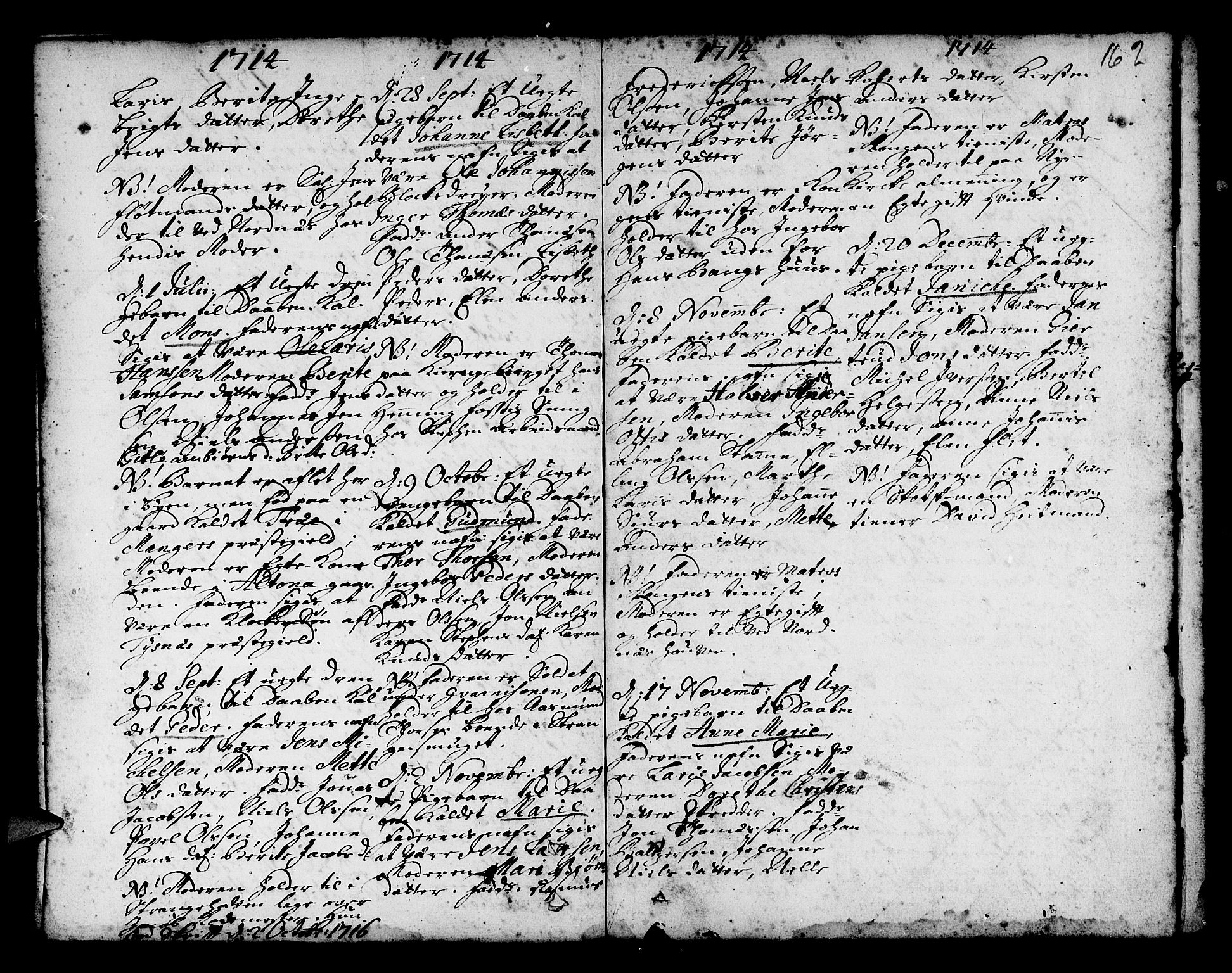 Nykirken Sokneprestembete, AV/SAB-A-77101/H/Haa/L0002: Parish register (official) no. A 2, 1700-1723, p. 162