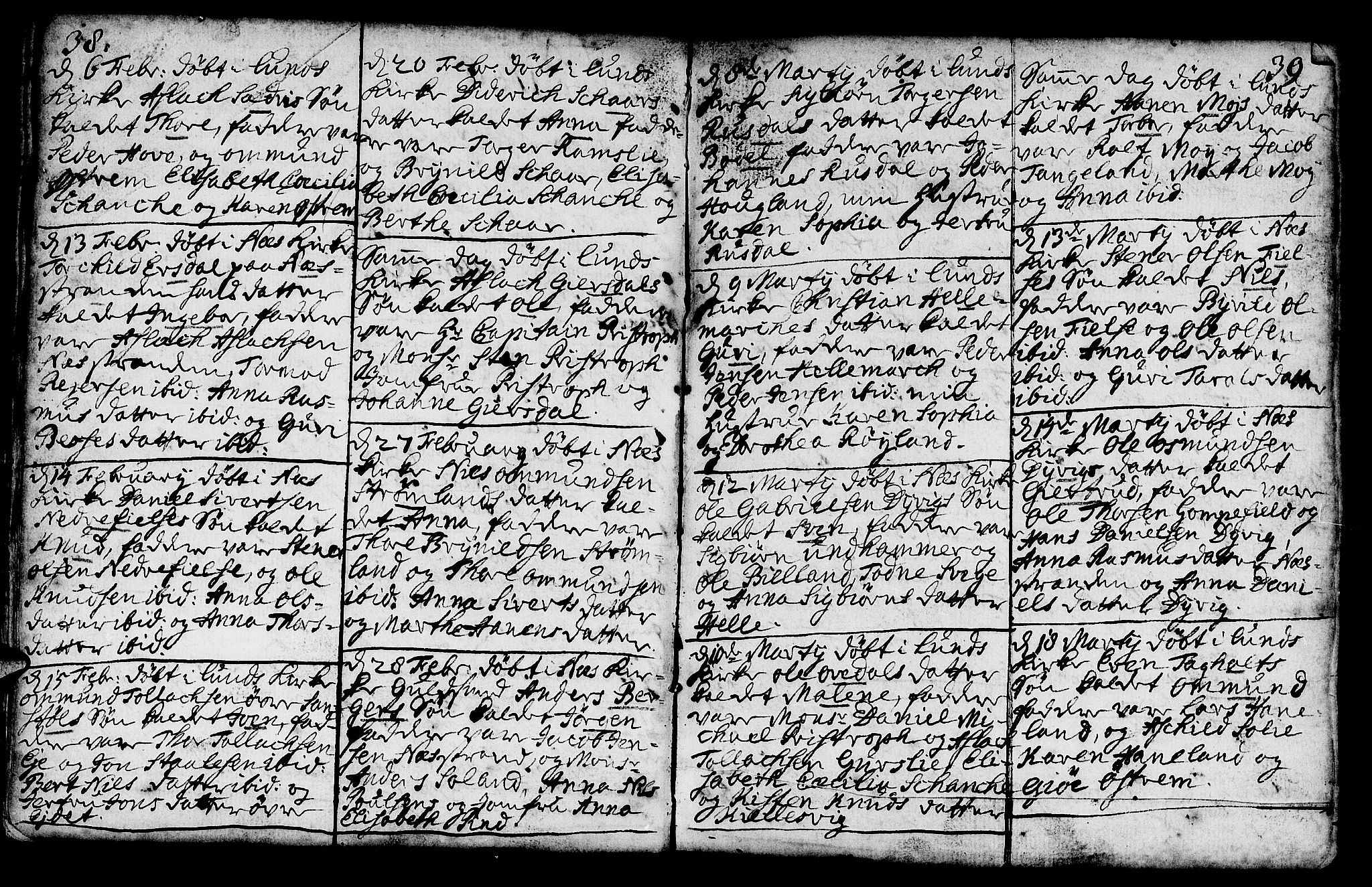 Lund sokneprestkontor, AV/SAST-A-101809/S06/L0002: Parish register (official) no. A 2, 1738-1760, p. 38-39
