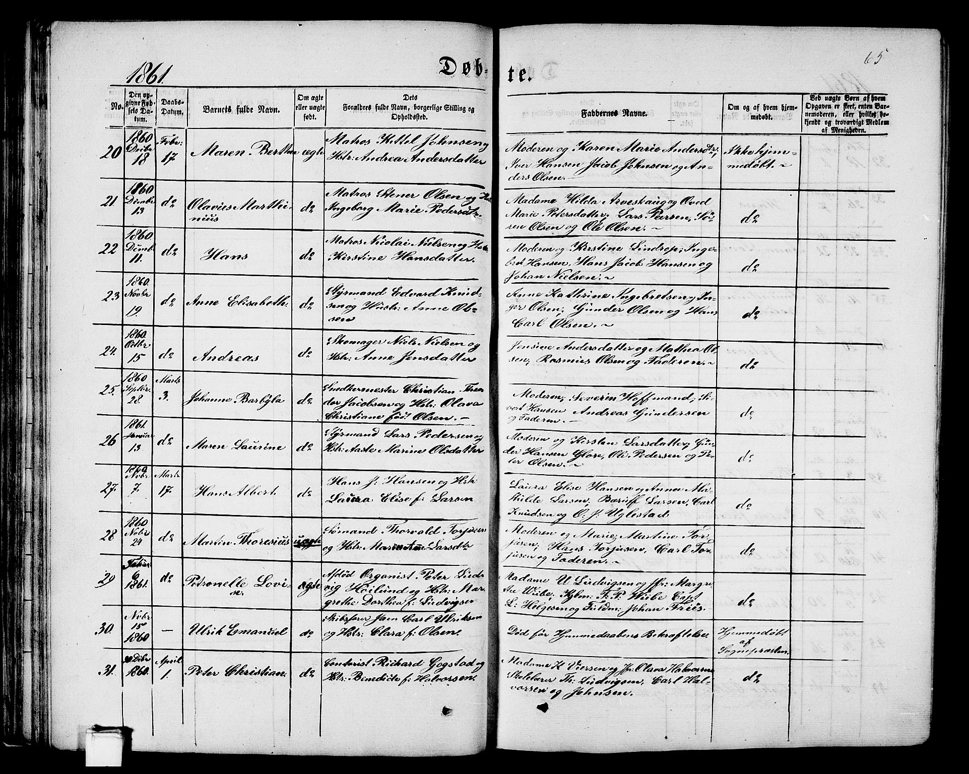 Porsgrunn kirkebøker , AV/SAKO-A-104/G/Gb/L0004: Parish register (copy) no. II 4, 1853-1882, p. 65