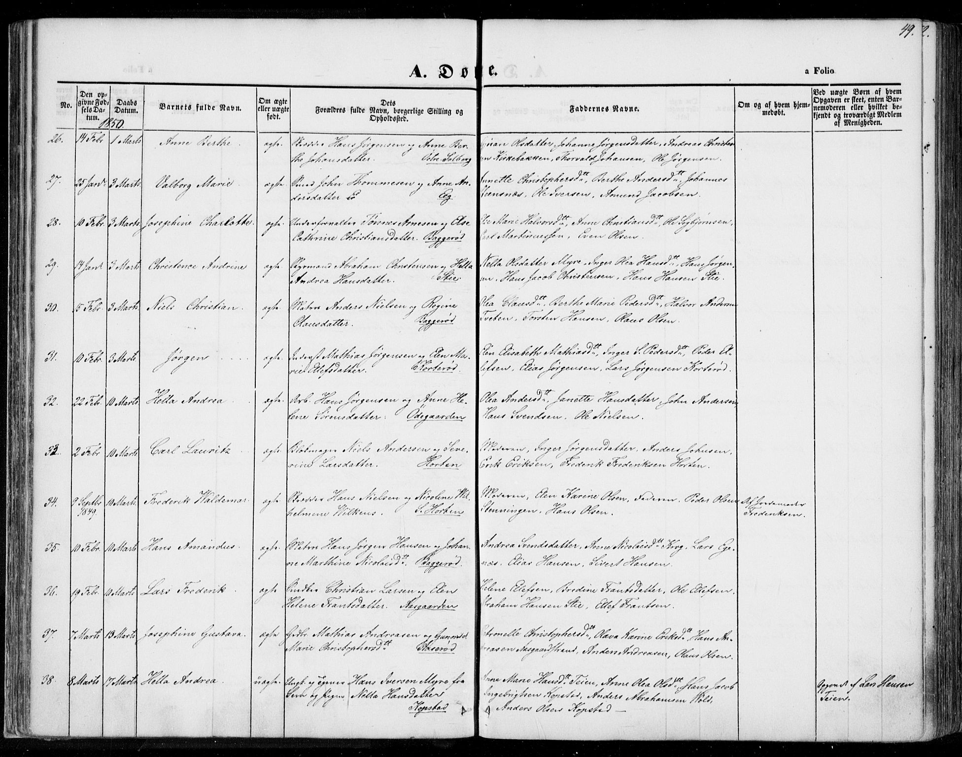Borre kirkebøker, AV/SAKO-A-338/F/Fa/L0005: Parish register (official) no. I 5, 1845-1851, p. 49