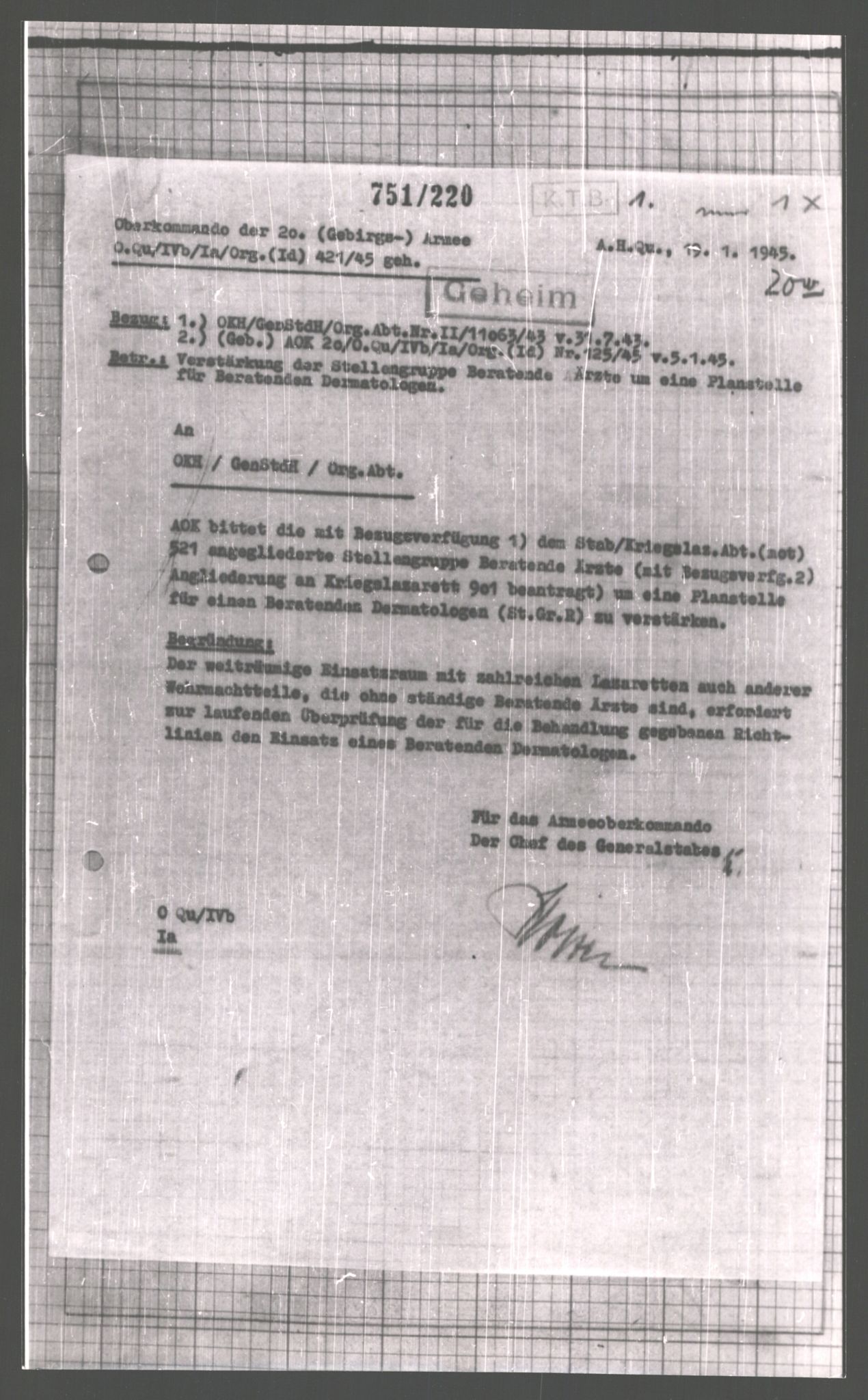 Forsvarets Overkommando. 2 kontor. Arkiv 11.4. Spredte tyske arkivsaker, AV/RA-RAFA-7031/D/Dar/Dara/L0006: Krigsdagbøker for 20. Gebirgs-Armee-Oberkommando (AOK 20), 1945, p. 649