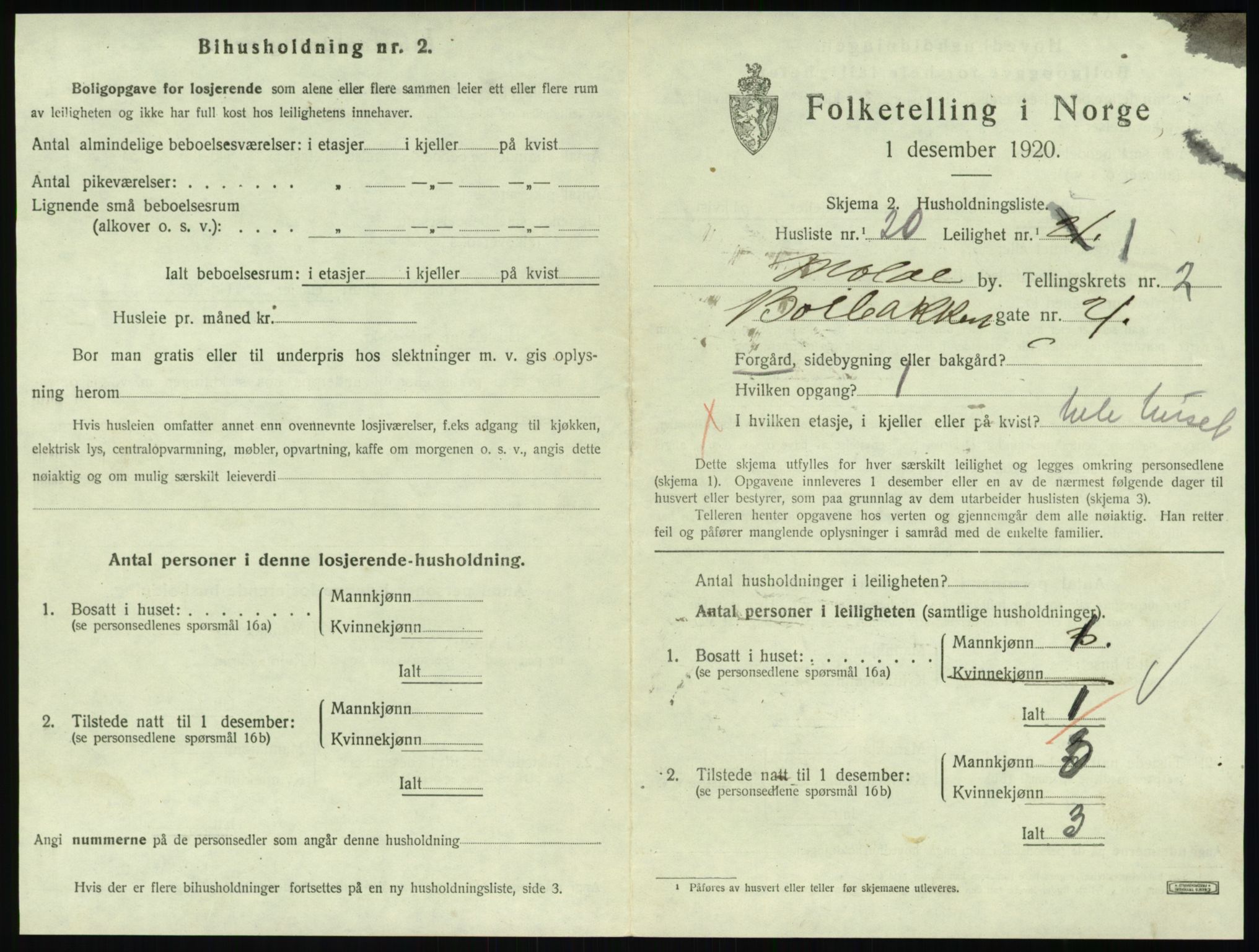 SAT, 1920 census for Molde, 1920, p. 1015