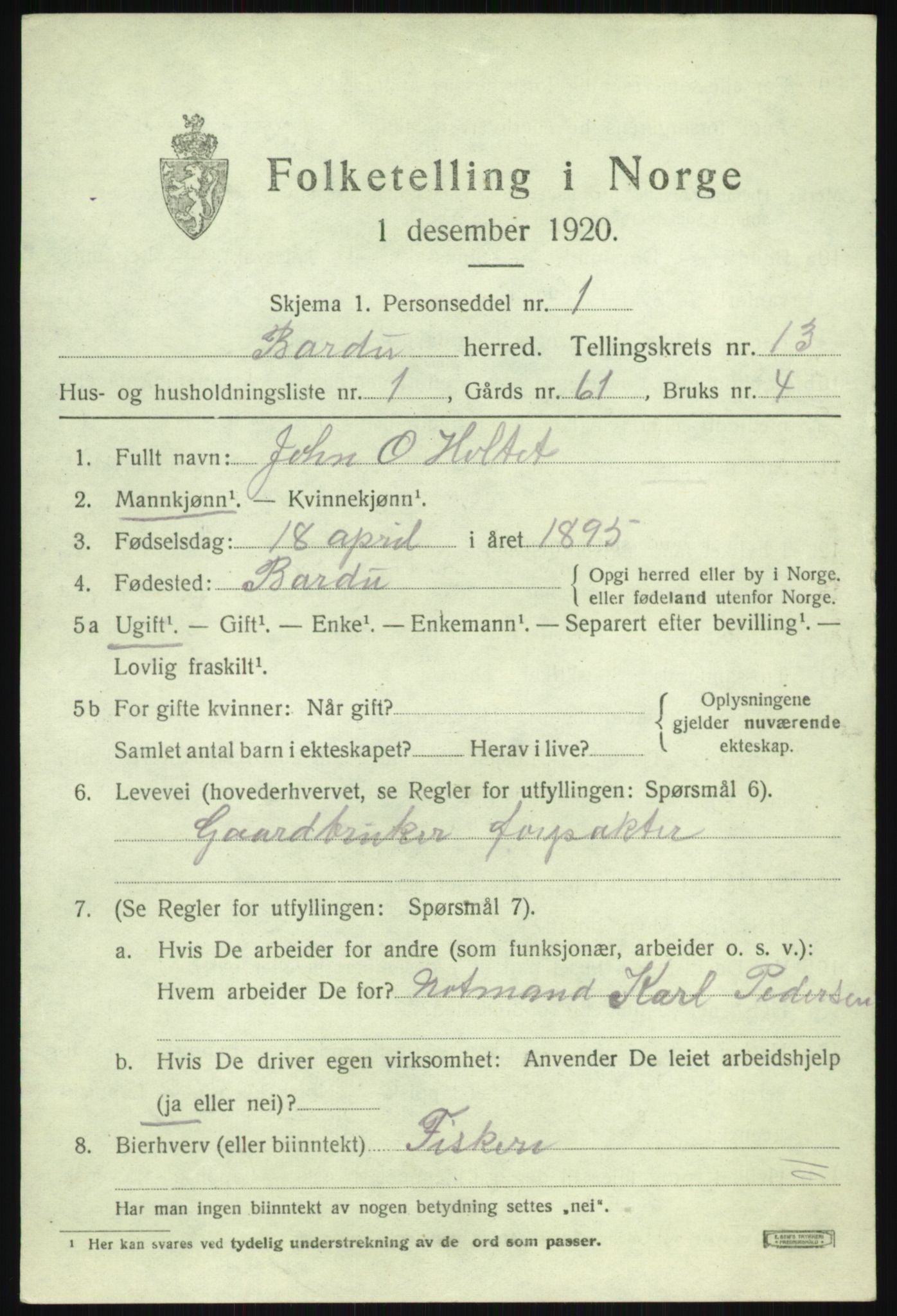 SATØ, 1920 census for Bardu, 1920, p. 4101