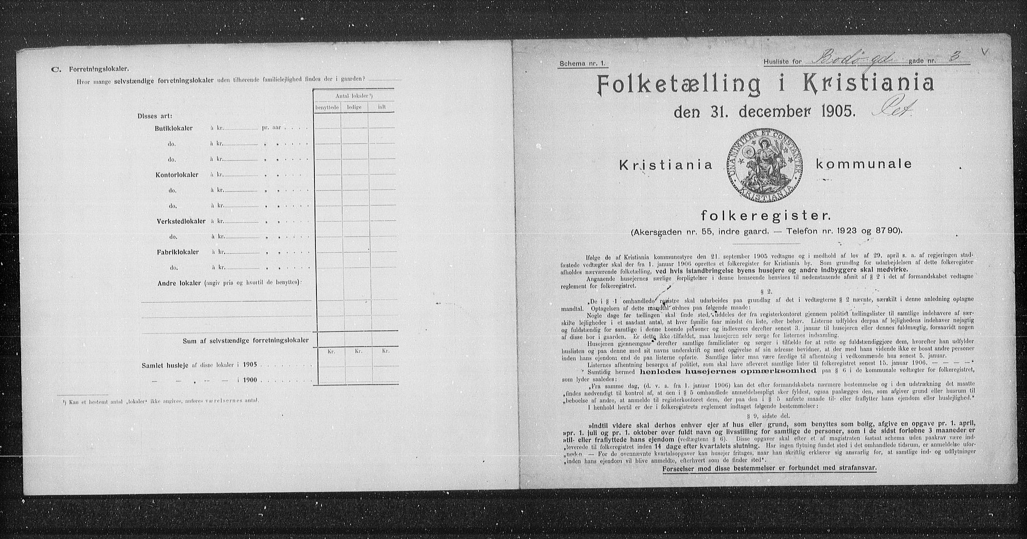 OBA, Municipal Census 1905 for Kristiania, 1905, p. 3310