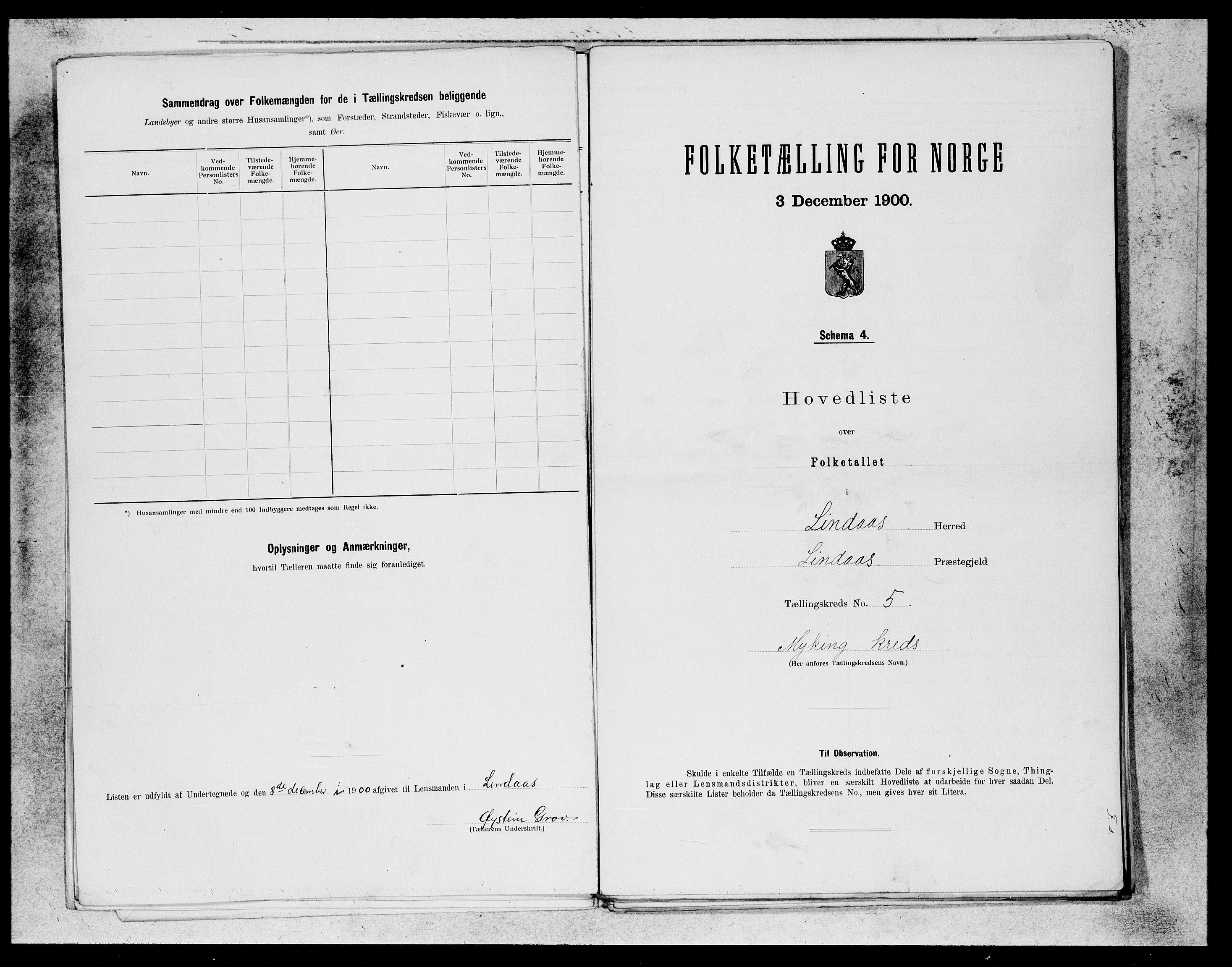 SAB, 1900 census for Lindås, 1900, p. 9