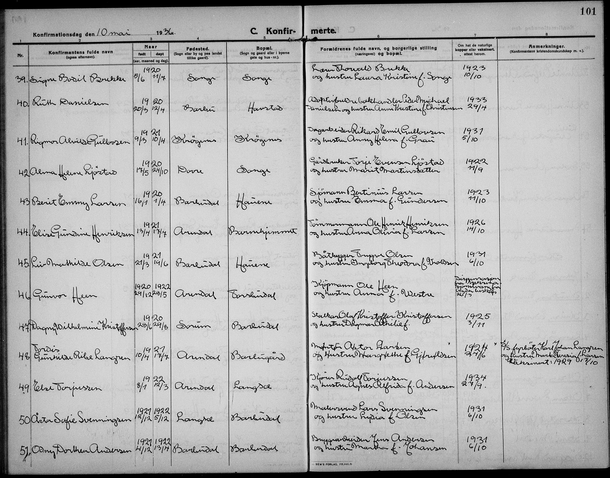 Barbu sokneprestkontor, AV/SAK-1111-0003/F/Fb/L0004: Parish register (copy) no. B 4, 1911-1936, p. 101