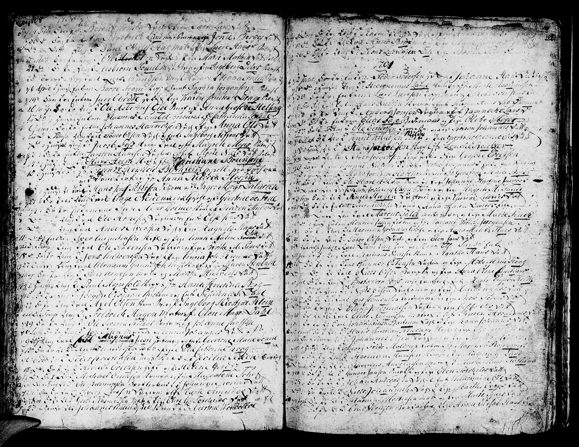Domkirken sokneprestembete, AV/SAB-A-74801/H/Haa/L0007: Parish register (official) no. A 7, 1725-1826, p. 108-109