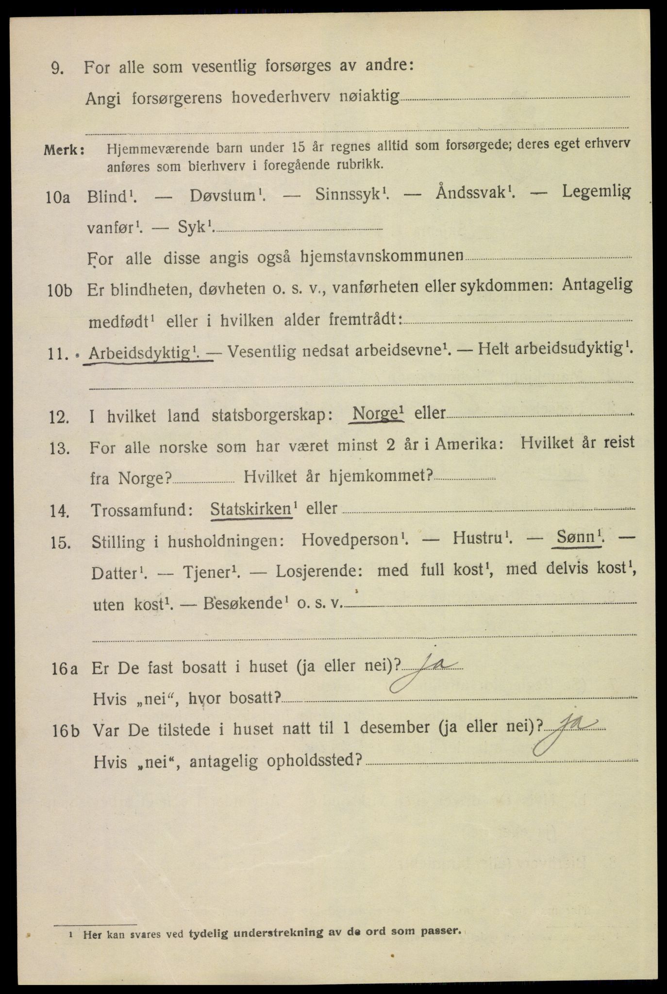 SAH, 1920 census for Lillehammer, 1920, p. 5795