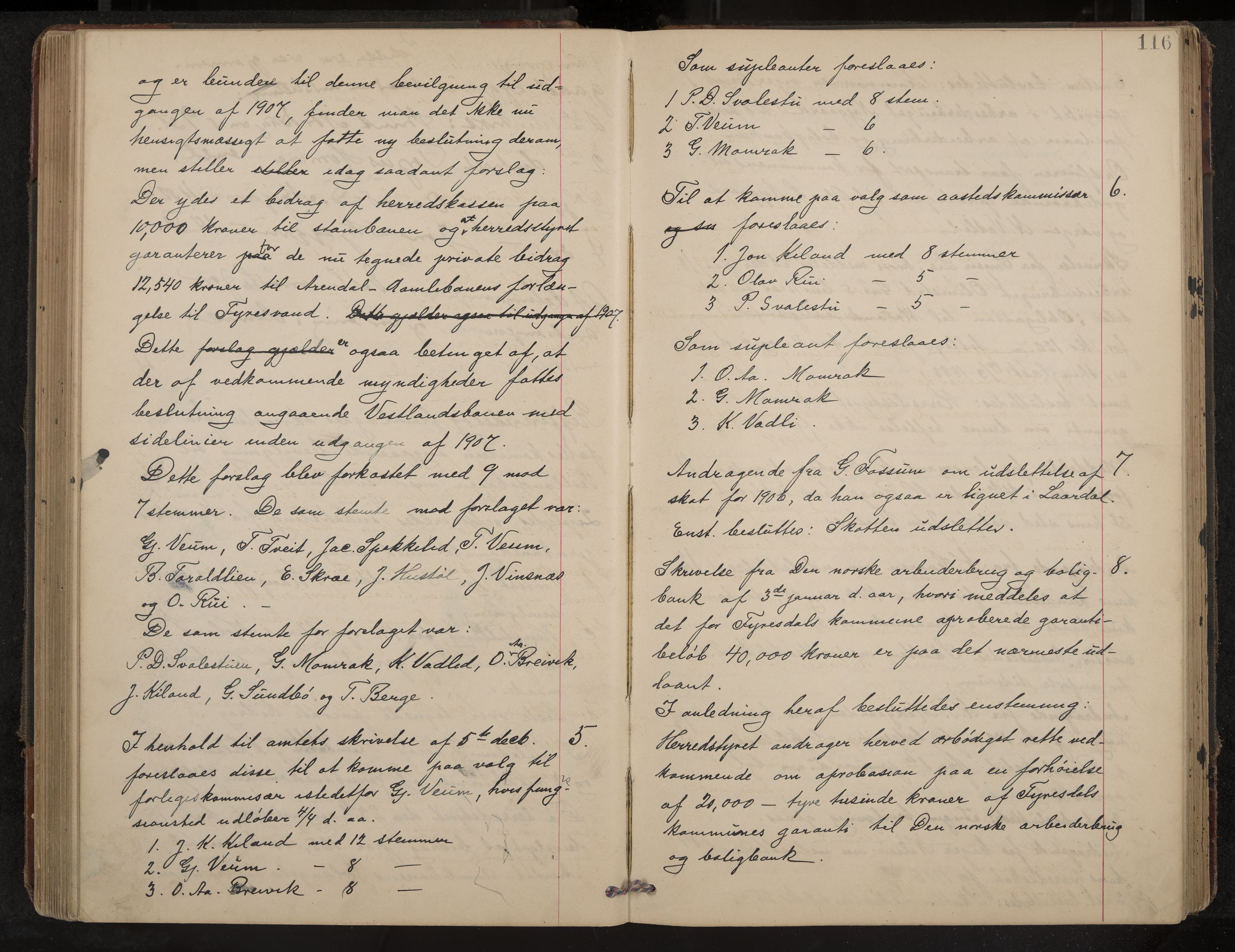 Fyresdal formannskap og sentraladministrasjon, IKAK/0831021-1/Aa/L0004: Møtebok, 1903-1911, p. 116